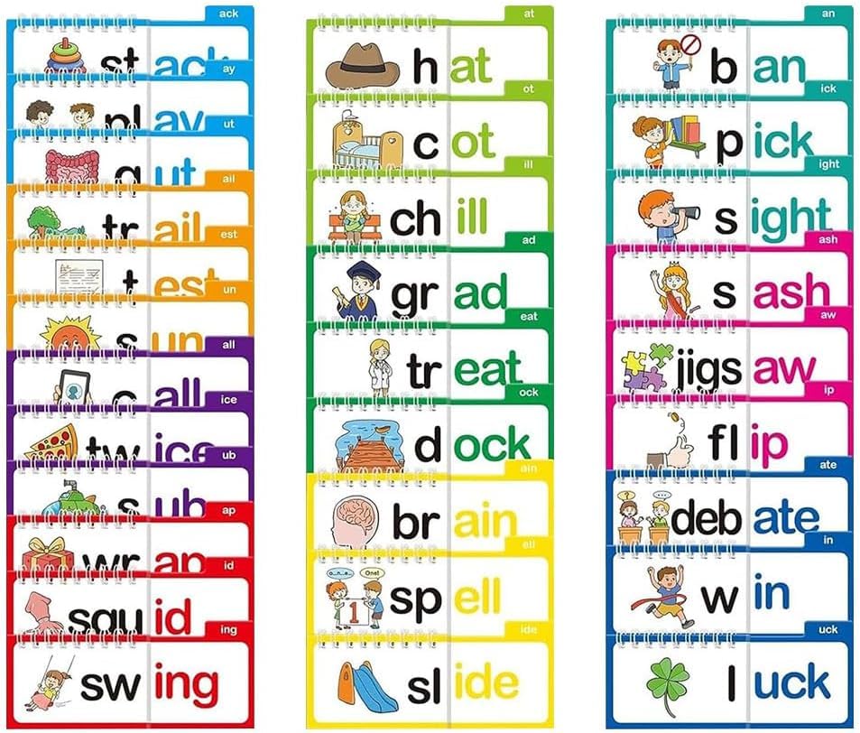 30 Read and Rhyme Flip Books, Update Word Families Flash Cards, Learn to Read Phonics Flash Card ABC Vocabulary Flash Card, Educational Reading Games - Image 7