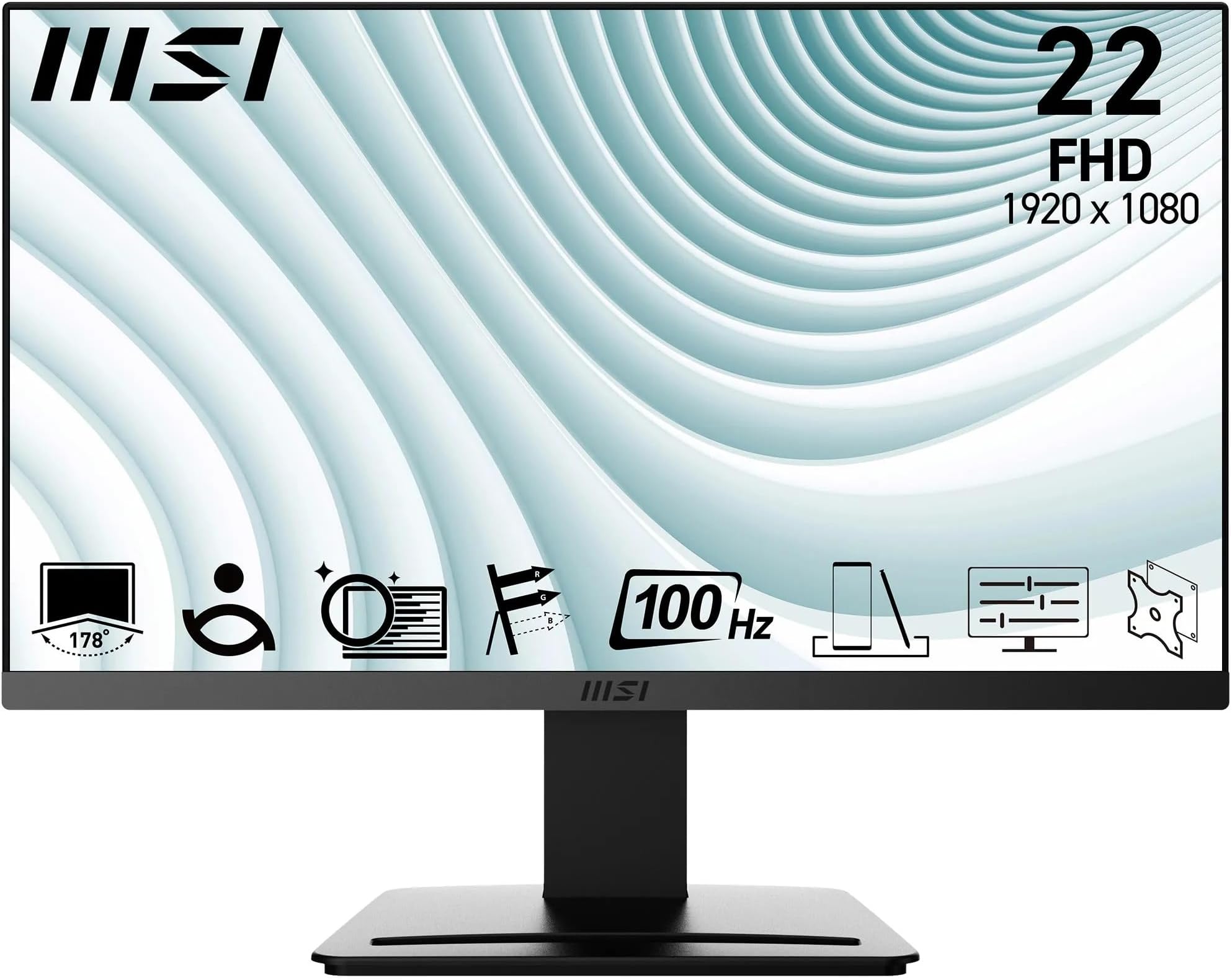 PRO MP223 21.45 Inch Full HD Office Monitor - 1920 x 1080 VA Panel, 100 Hz, Eye-Friendly Screen, VESA Mountable, Display Kit Support, Tilt-Adjustable - HDMI 1.4b, D-Sub (VGA)