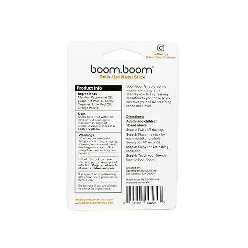 Miniatura 6 de BoomBoom Barra nasal (paquete de 3)  Mejora la respiración + aumenta la concentración  Breathe Vapor Stick proporciona una sensación fresca de