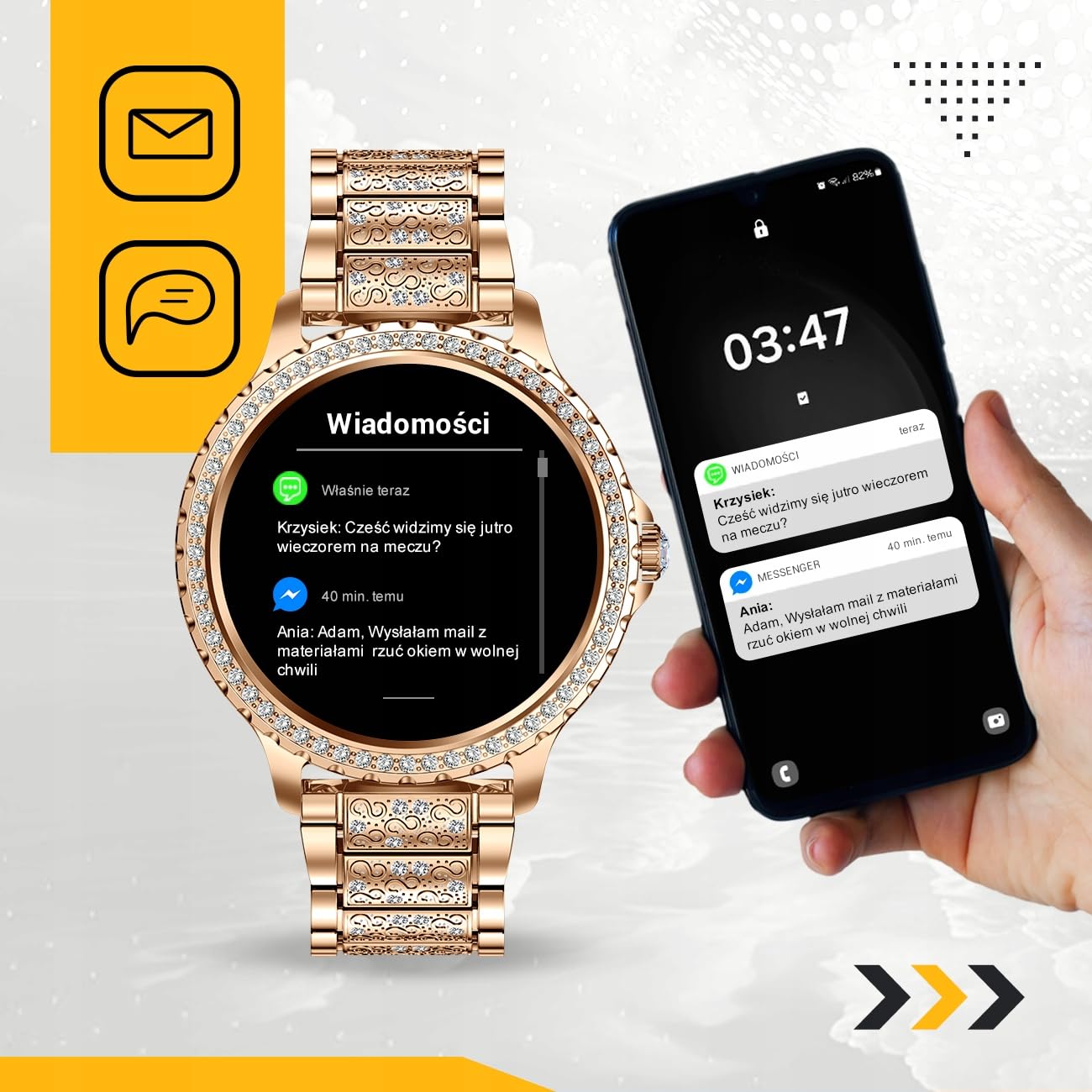 SMARTWATCH ZEGAREK DAMSKI POLSKIE MENU ROZMOWY SMART WATCH DLA KOBIETY PL