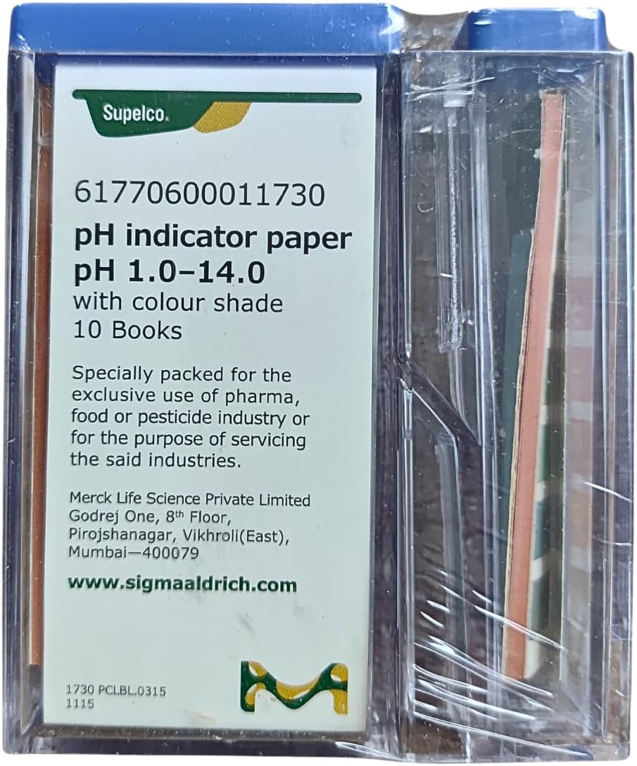MERCK pH Indicator Paper pH 1.0 to 14.0 PH Indicator Papers Full Range 10 book (200 Strips) Pack of 1