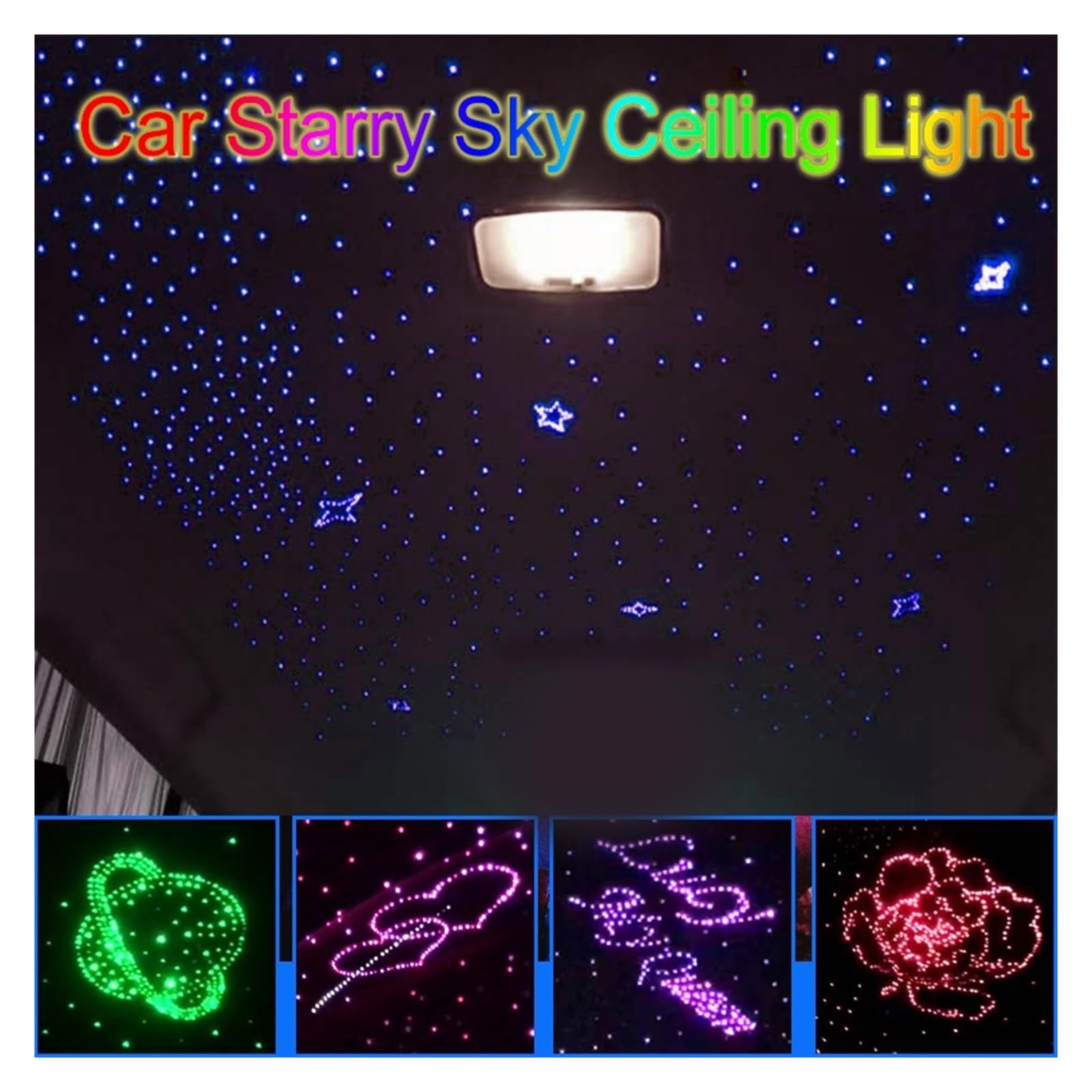 Oświetlenie wnętrza samochodu LED, 12W Twinkle Car Star oświetlenie dachowe LED Starry Sky sufitowa lampka nocna, dekoracja samochodu lampa akcesoria samochodowe kolorowe oświetlenie światłowodowe Świ