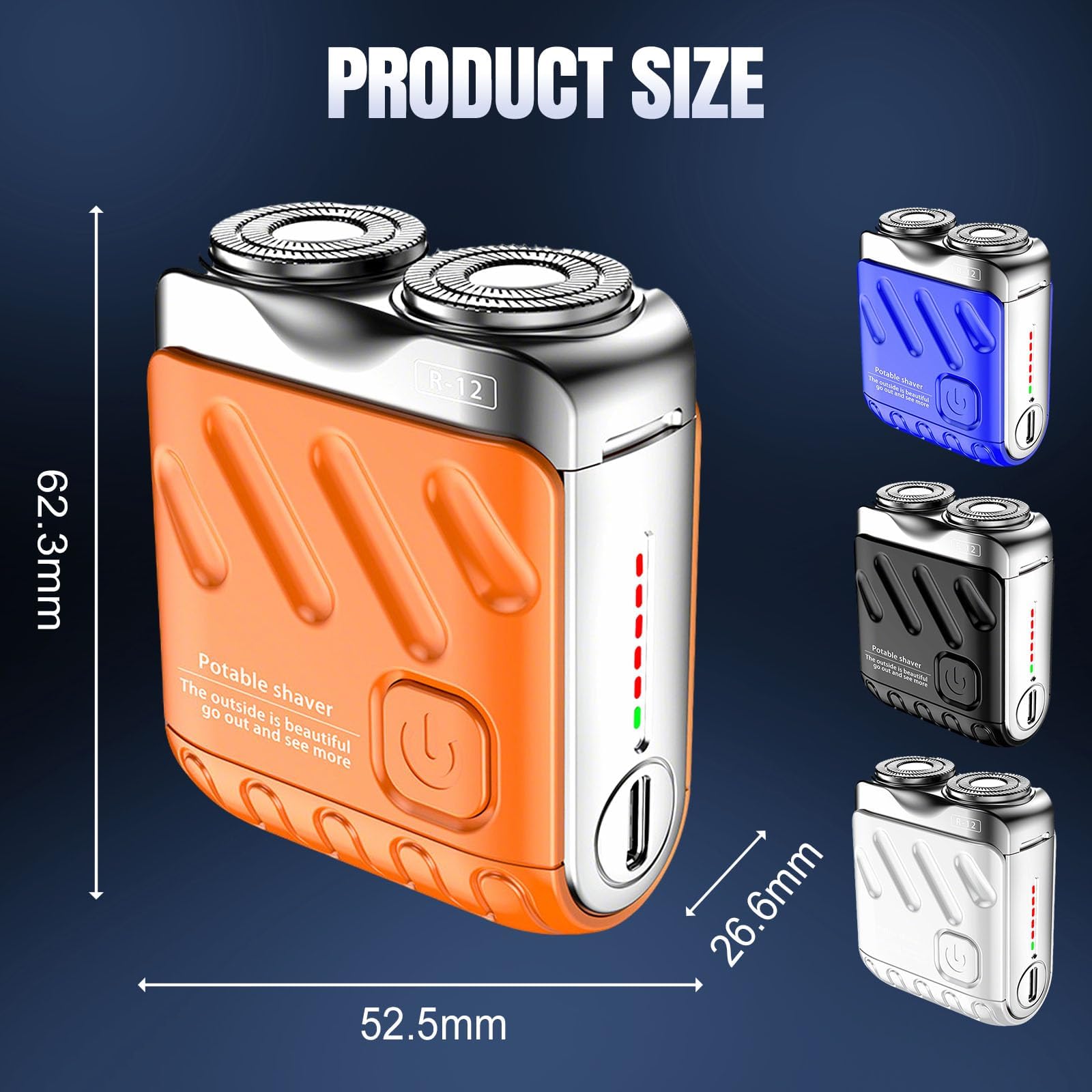 Rasoio elettrico rotativo portatile a doppio anello, rasoio elettrico da uomo, mini rasoio elettrico ricaricabile portatile con Ipx7 impermeabile bagnato/asciutto (nero)