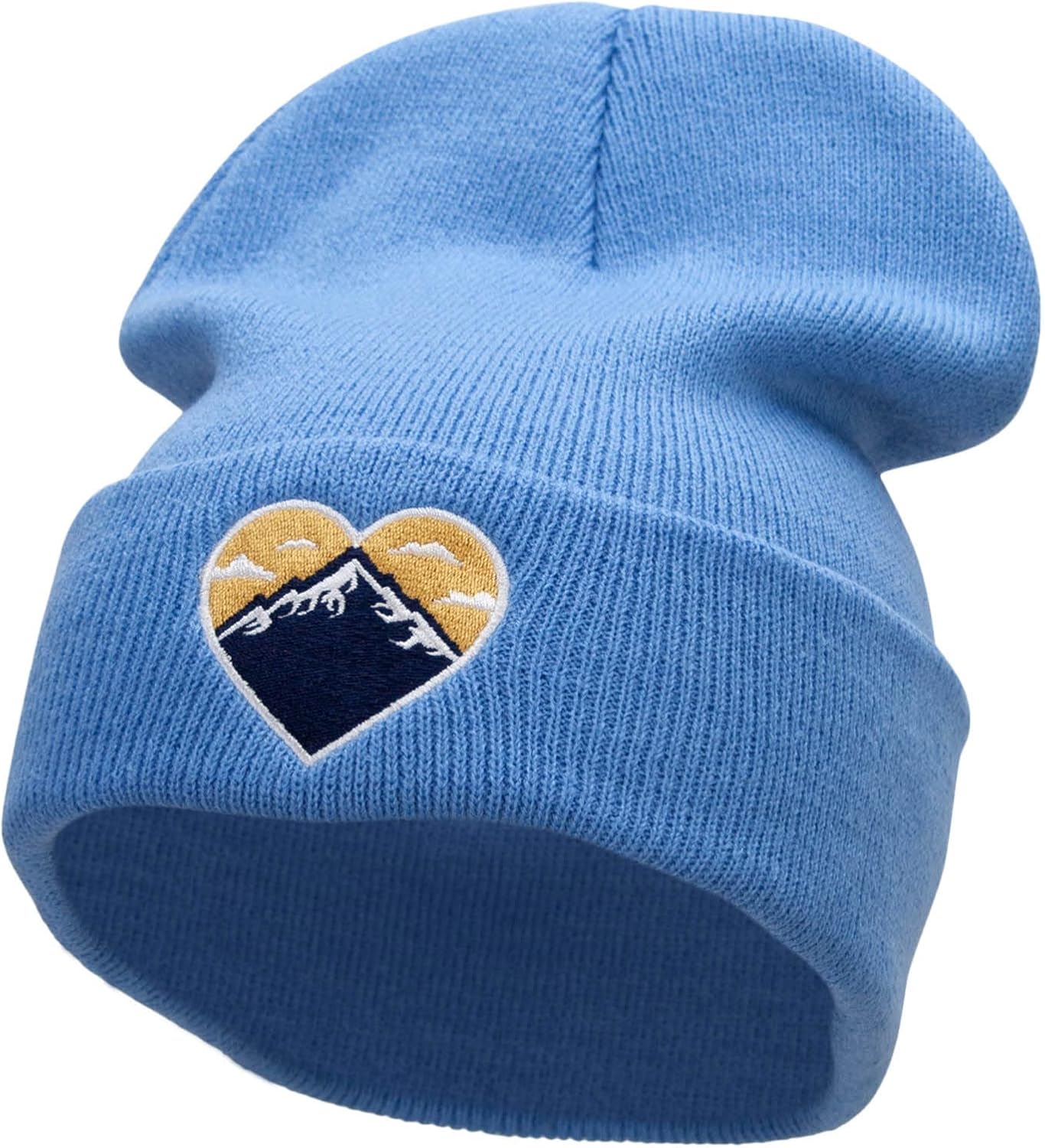 e4Hats.com Mountain Heart Embroidered 12 Inch Long Knitted Beanie