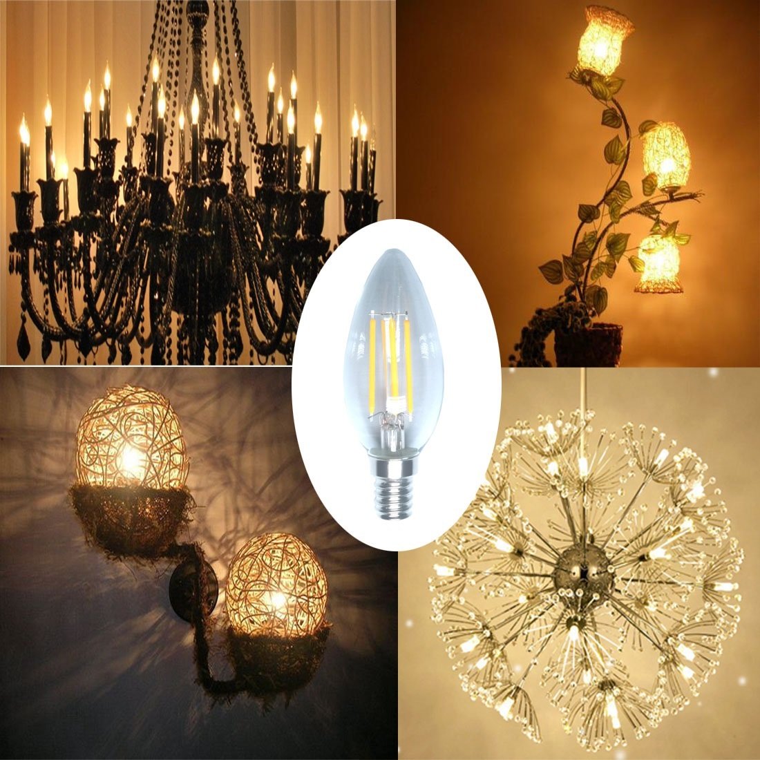 5w LED-Glühbirne 2700k Dimmable Point Candelabra Candle 50w Äquivalent Weiches warmes Licht Klare Kronleuchterbirne E14, 12er Pack