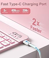 Vista 3 de Hamile Funda para iPad de 11ª y 10ª Generación con Teclado - 7 Colores Retroiluminados Inalámbrico Desmontable Funda Folio con Teclado y Soporte