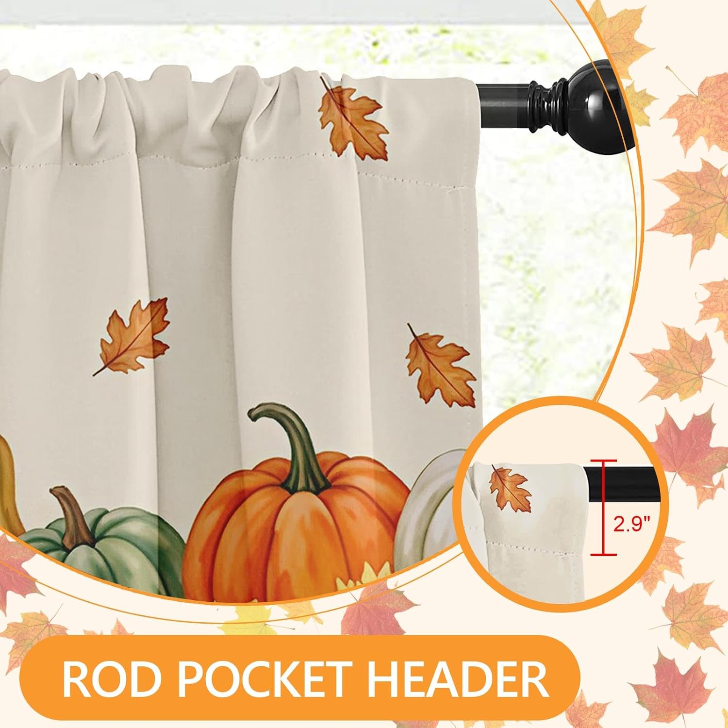 Arttown Fall Farmhouse Sunflower Window Curtains and Valances Set 36 Inch, Truck Harvest Rustic Short Tier Curtain for Cafe Living Room Bathroom, Autumn 3 Pieces Set Kitchen Decor