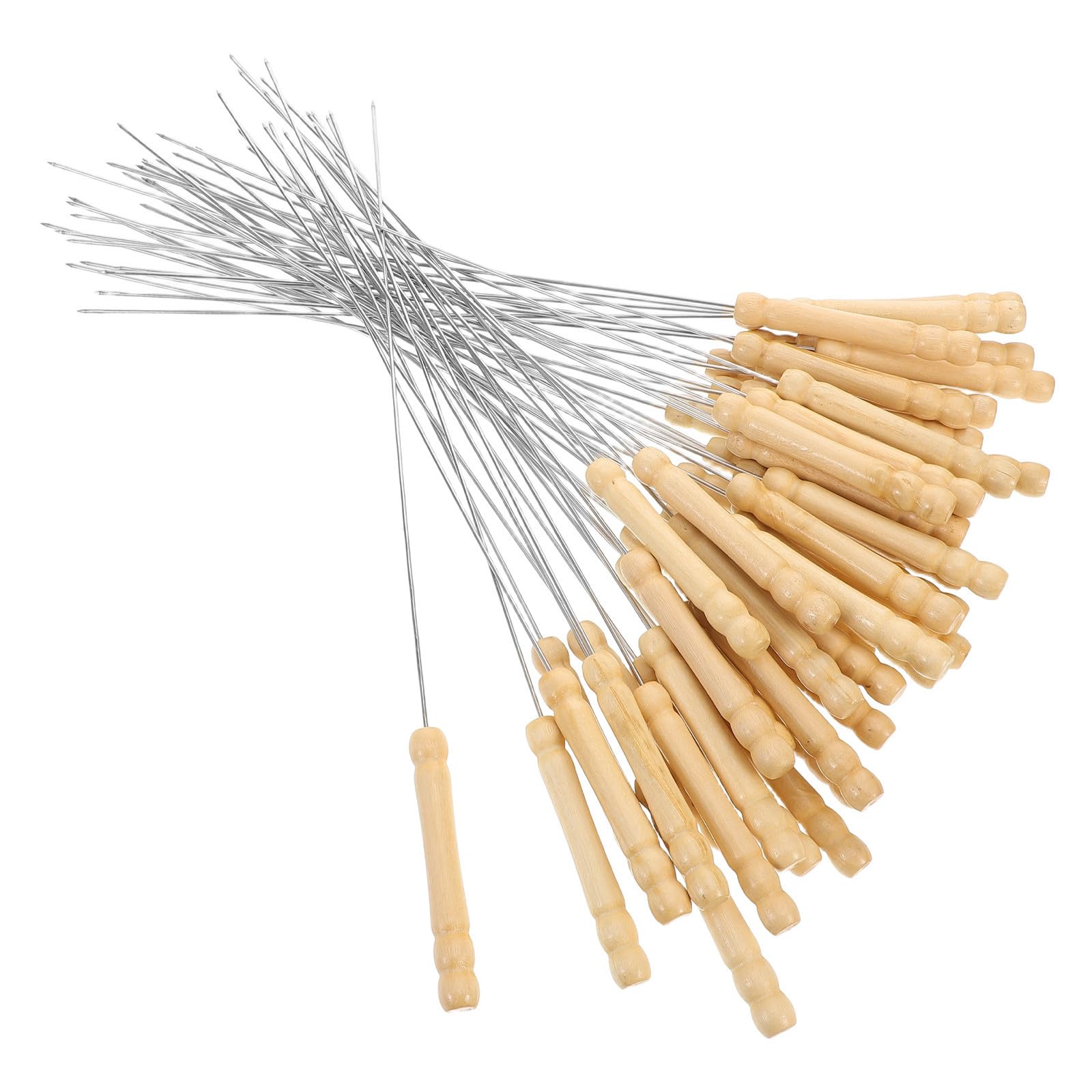 Brochetas de acero inoxidable para barbacoa que no se queman gracias al mango de madera