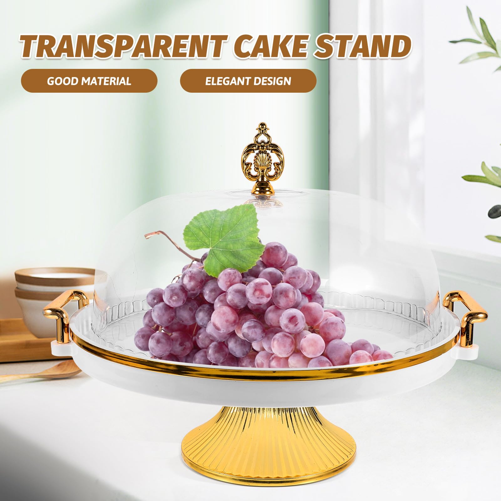 NUOBESTY Présentoir à Cupcakes de Mariage Transparent avec Couvercle Blanc Plateau à Gâteau sur Pied pour Desserts et Pâtisseries Support de Service Élégant pour Fêtes et Buffets 1
