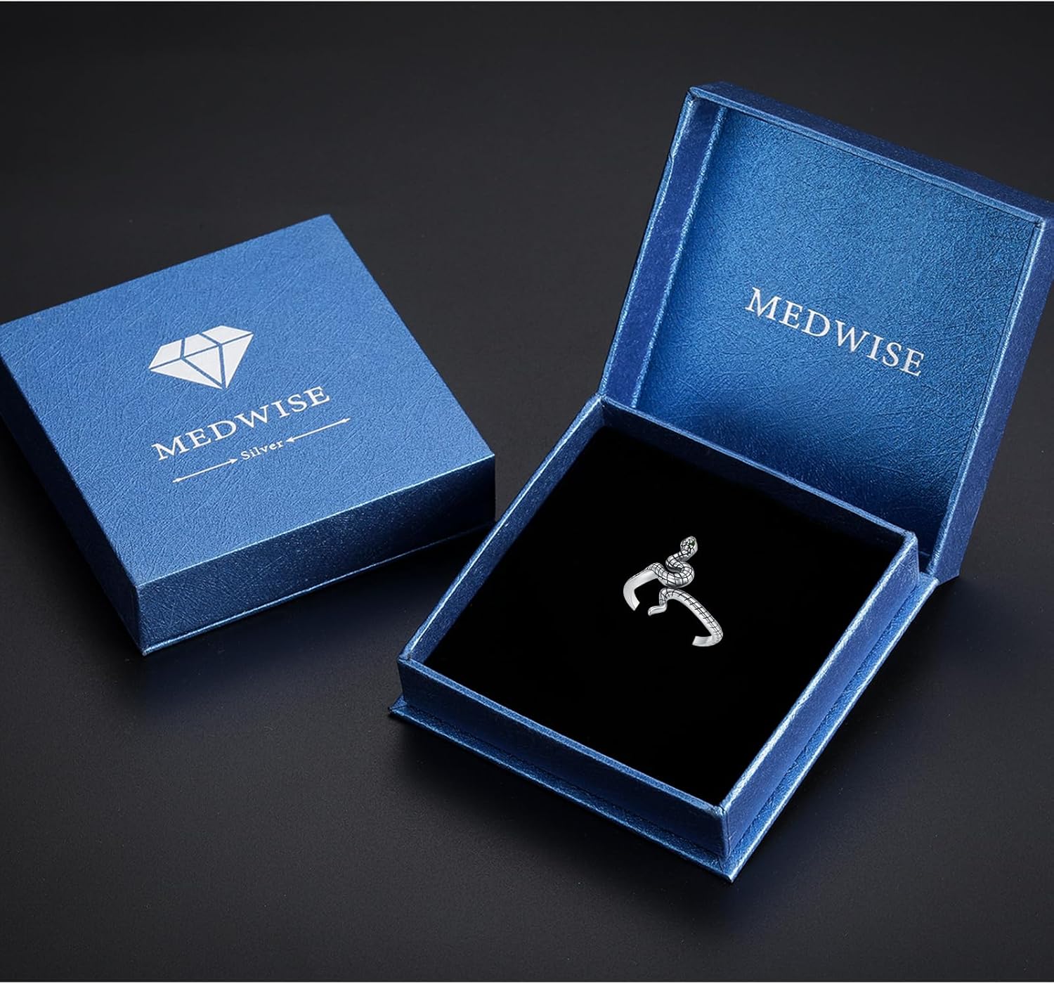 MEDWISE 925 Sterling Silver Snake Rings for Women Vintage Adjustable Punk Cool Hypoallergenic Snake Rings Jewelry Gift Gothic Jewelry Christmas Gifts - Image 7