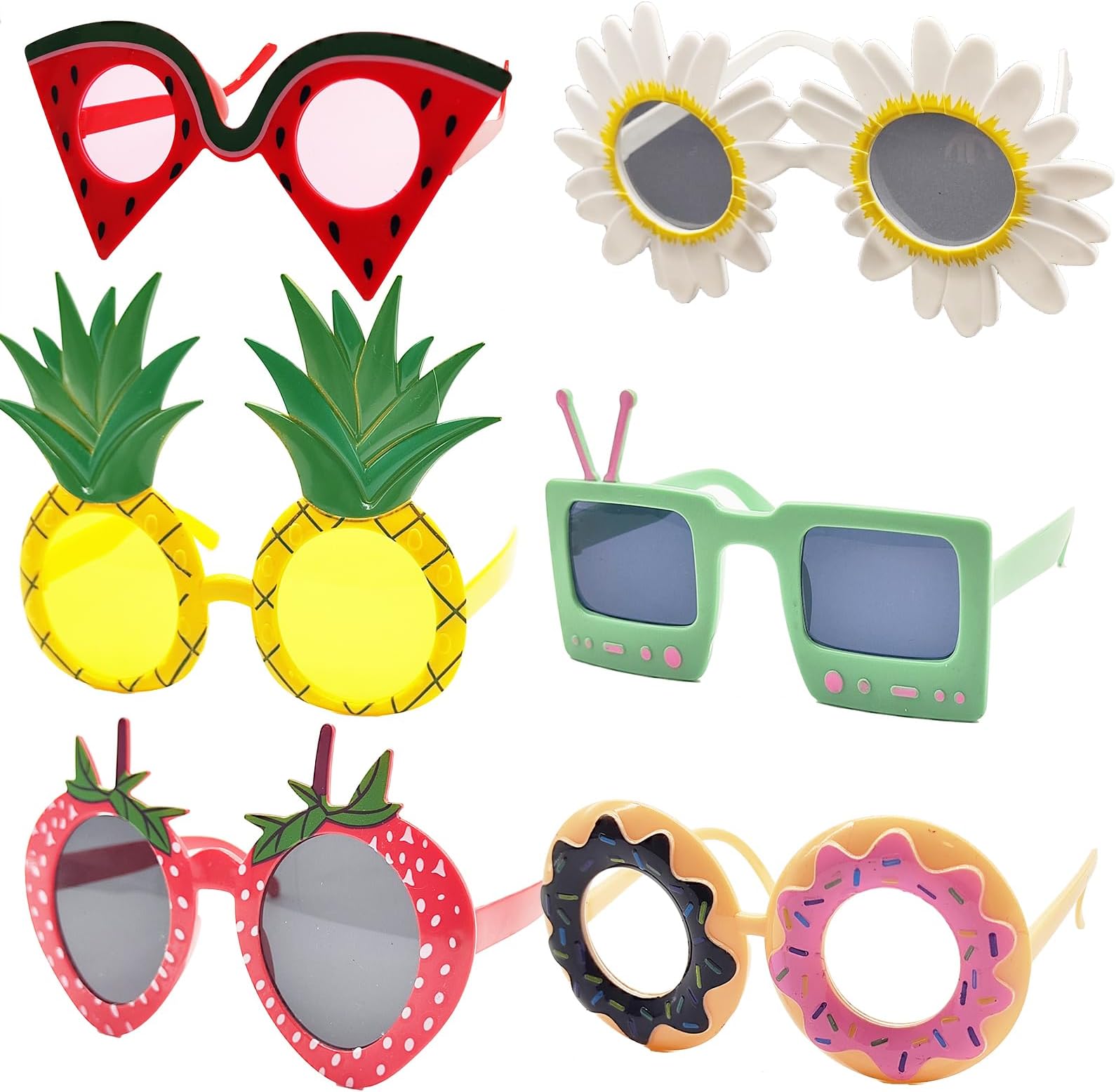 6pcs Hawaiian Party Sunglasses Funny Glasses Pairs Luau Party Sunglasses Party Favors for Summer Pool Beach Luau Theme Party Accessories Tropical Sunglasses Novelty Party Glasses Photo Booth Props