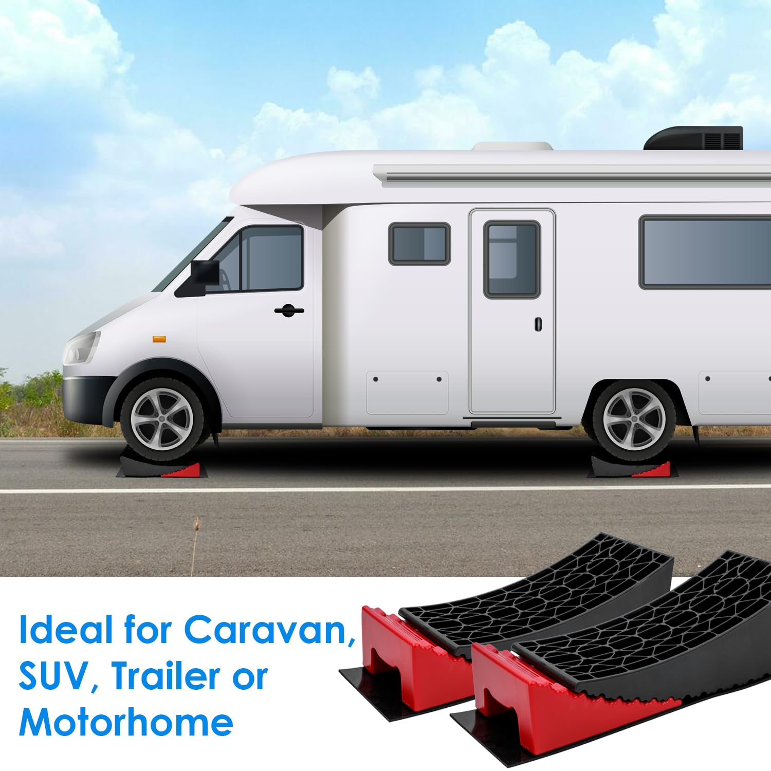 KATSU Tools Paquete de 2 niveladores para caravanas, rampas niveladoras para caravanas, Bloques de 13,5 toneladas de Capacidad, Resistentes para autocaravanas, Furgonetas y remolques