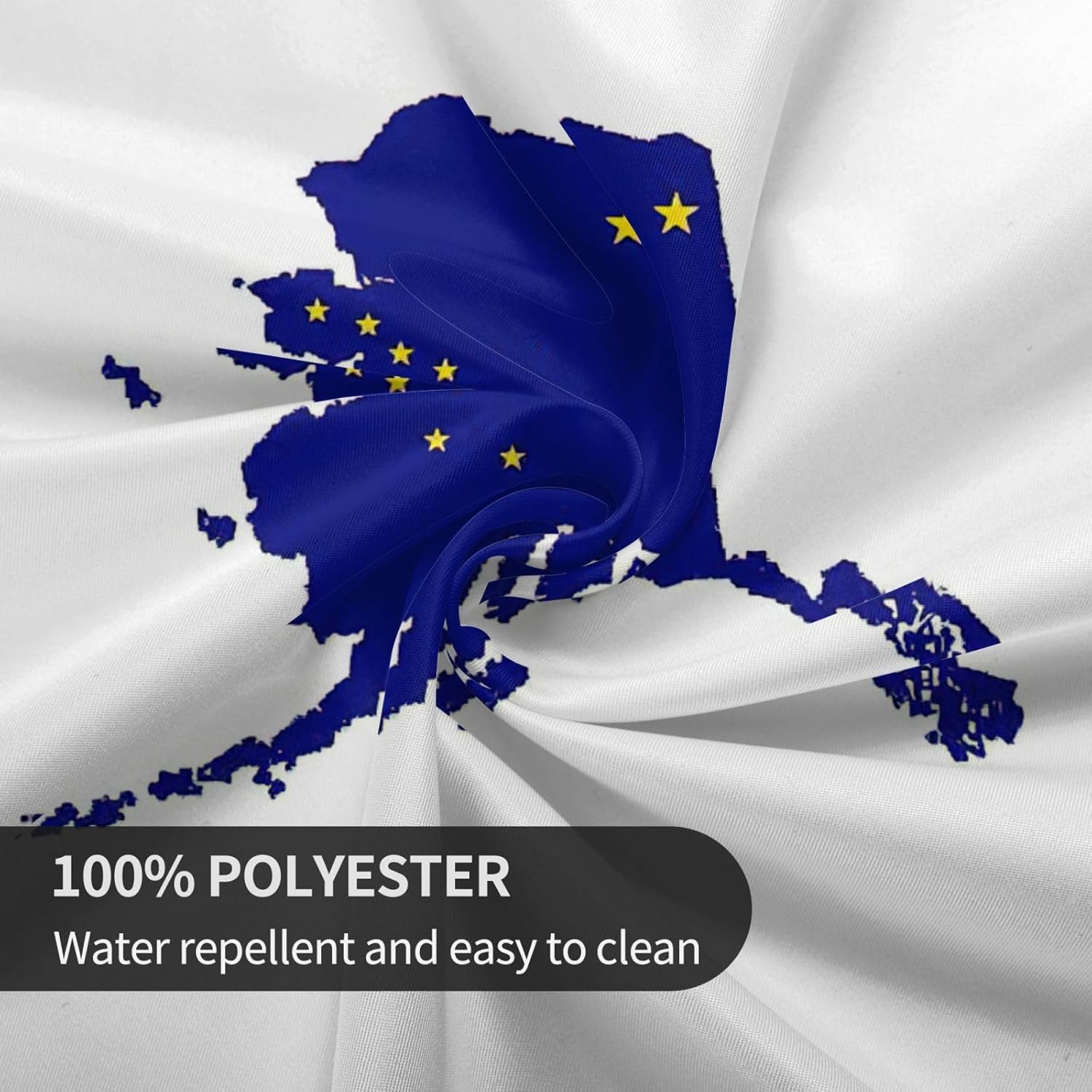 Alaska State Flag Map Print Wrinkle Free Dining Table Cover for Birthday Party Farmhouse Tablecloths Up to 60 x 60 Inches