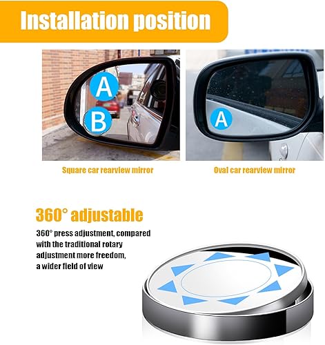 Miniatura 6 de GKmow Espejo de punto ciego de marcha atrás para automóvil, 2.16 x 0.39 pulgadas, vidrio de alta definición, espejo redondo de ángulo de visión