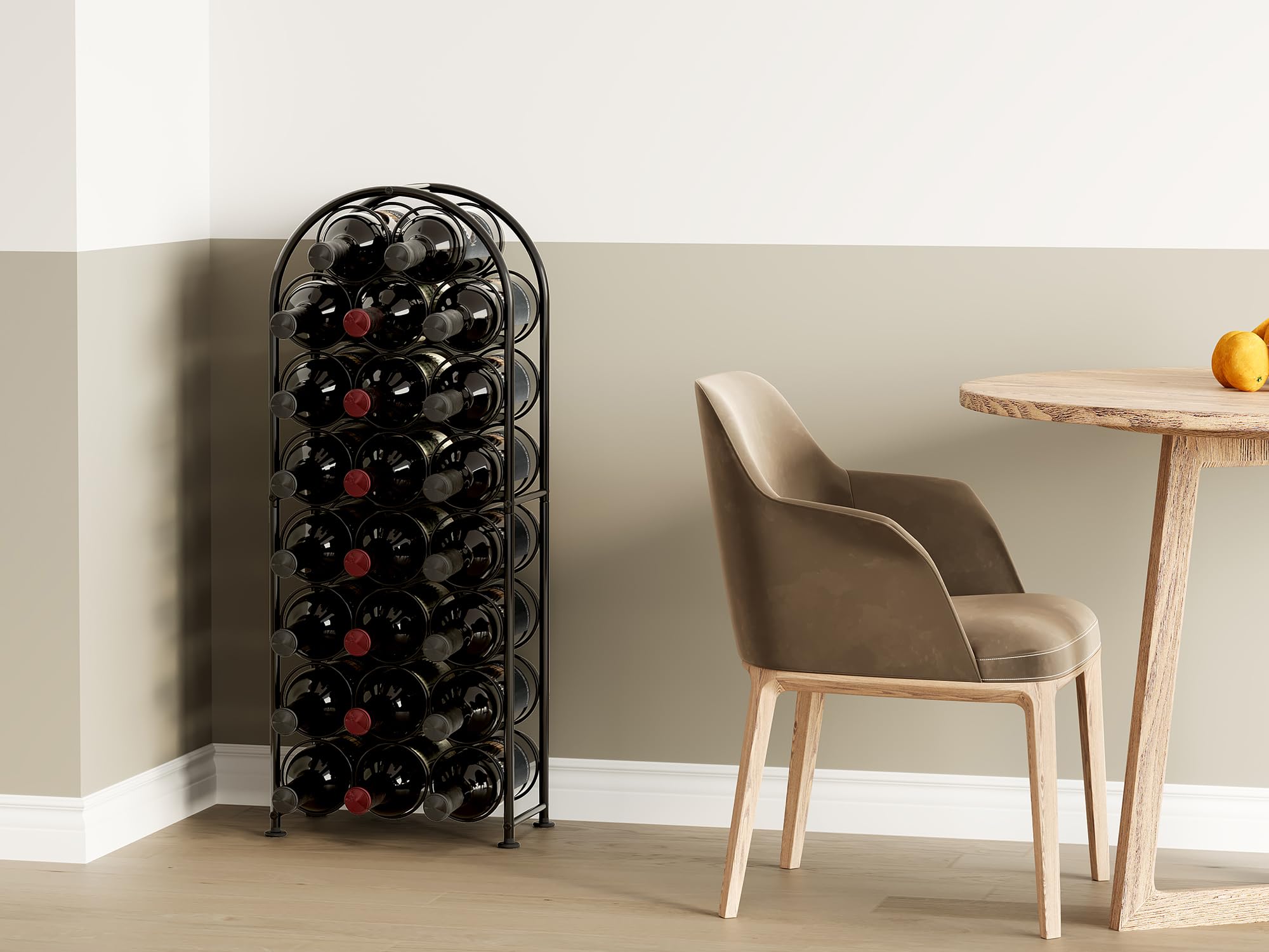 EasyPAG Metall 23 Flaschen Weinregal Freistehend Weinhalter Weinablage Weinständer Wein Halterung Wein Aufbewahrung Regal Getränkeregal Bodenstehend für Küche,Schwarz