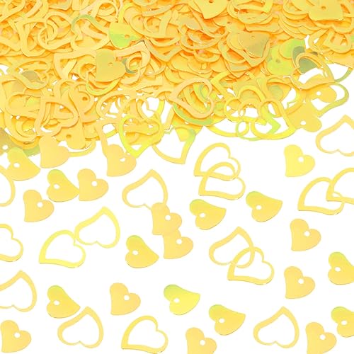 ONLYKXY 1200 piezas de confeti en forma de corazón, decoración de mesa de boda, confeti con purpurina para fiesta de boda (amarillo brillante)