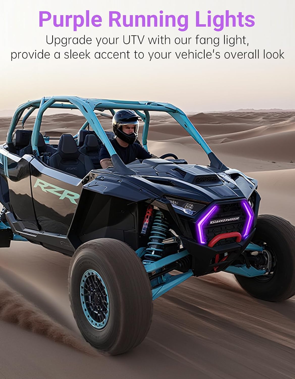 LED Fang Lights for Polaris RZR PRO XP/R/S 2025 Accessories, Waterproof Front Grille Purple Accent Running Lights, Plug & Play (Replace #2417278, #2417279, 2PCS)