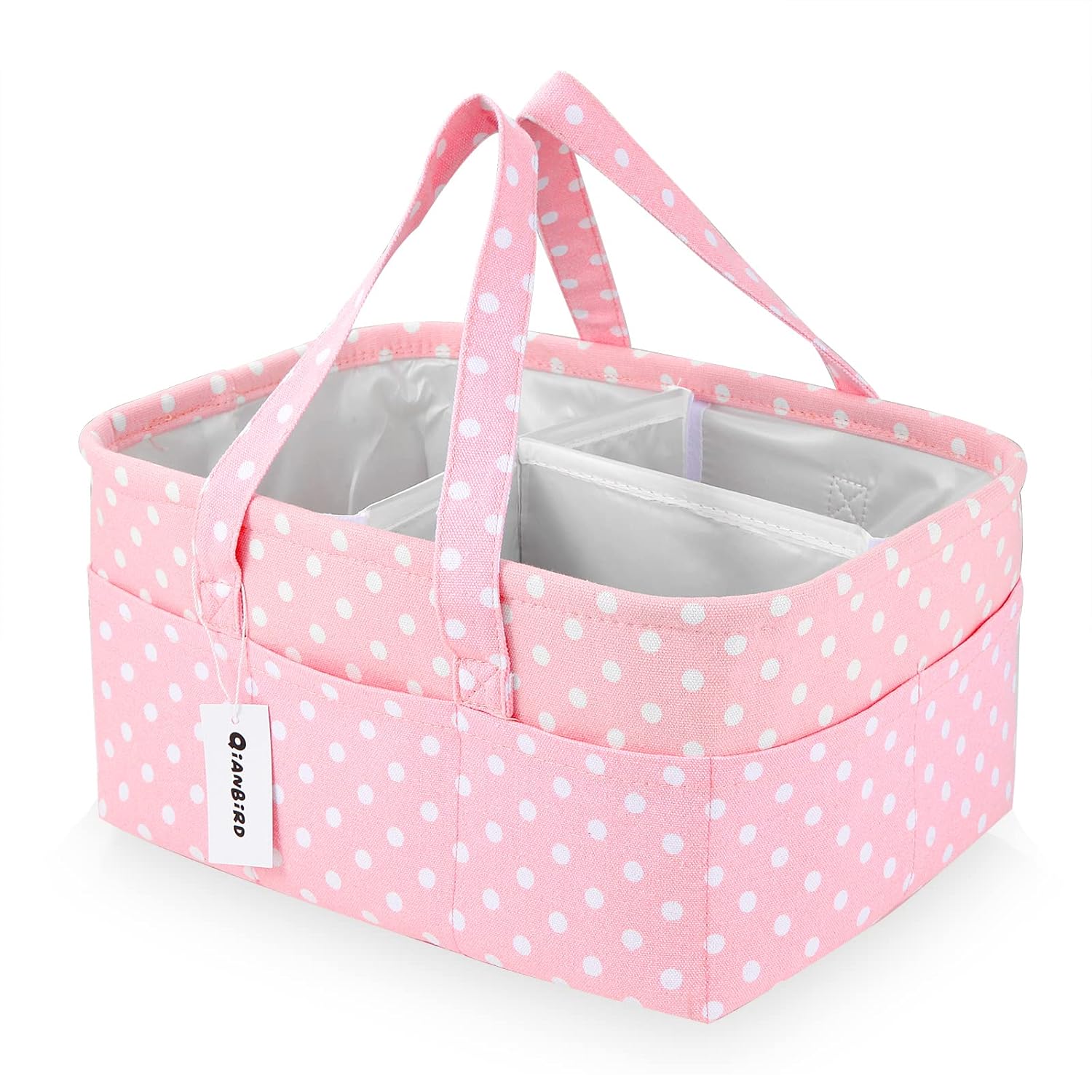 Pink Diaper Caddy Organizer for Baby Girl-Large Portable Diaper Caddy Basket for Changing Table-Diaper Organizer Caddy-Car Travel Tote