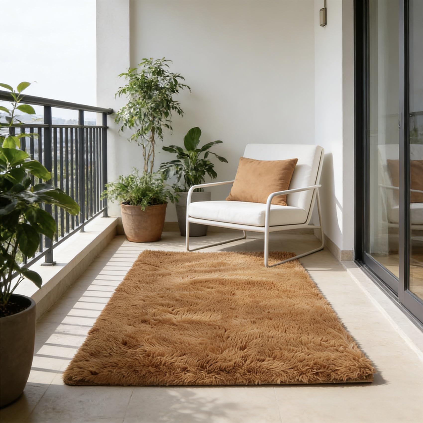 Tapis de salon 265 x 140 cm marron vintage au style moderne