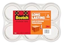 Long Lasting Storage Packing Tape Rolls, Clear, Storage Tape Withstands Extreme Temperatures, 1.88 in x 54.6 yd, 6 Refill Rolls