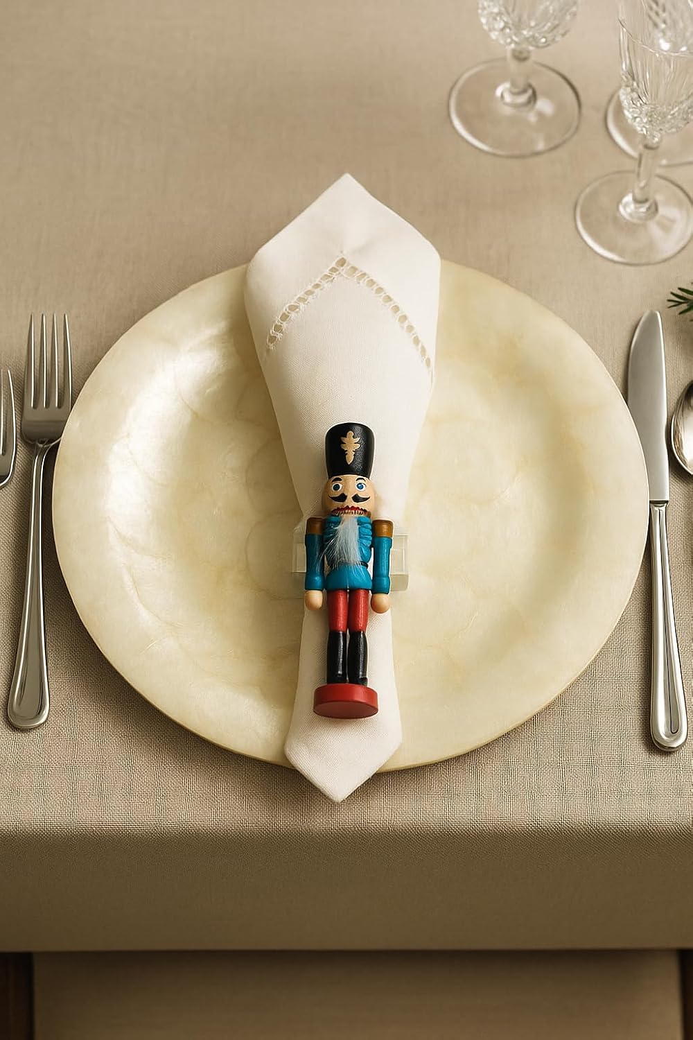 Fennco Styles Assorted Nutcracker Napkin Rings, Set of 6 - Festive Wooden Soldier Napkin Holders for Christmas Table Décor and Winter Holidays