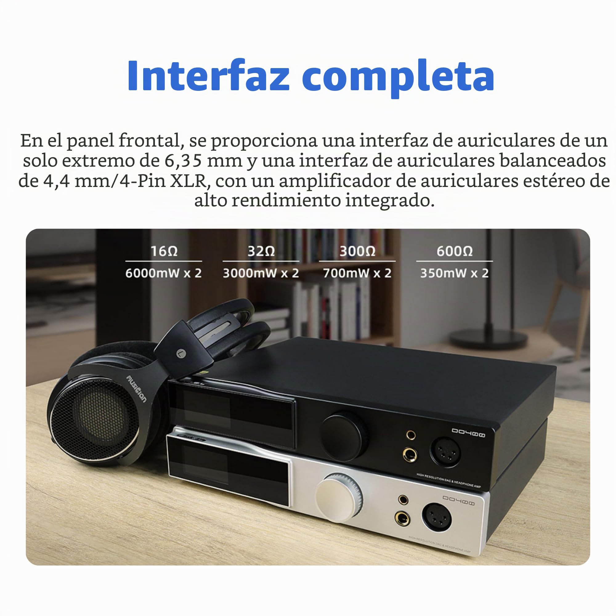 SMSL DO400 MQA-CD Amplificador de auriculares DAC: ES9039MSPRO 11x OPA1612 XU316 DSD512 DAC, Bluetooth5.1 LDAC, Ampli de auriculares Balanceado PLFC 6000mW 4,4mm/6,35mm/4-XLR, HIFI Preamp DAC, Negro