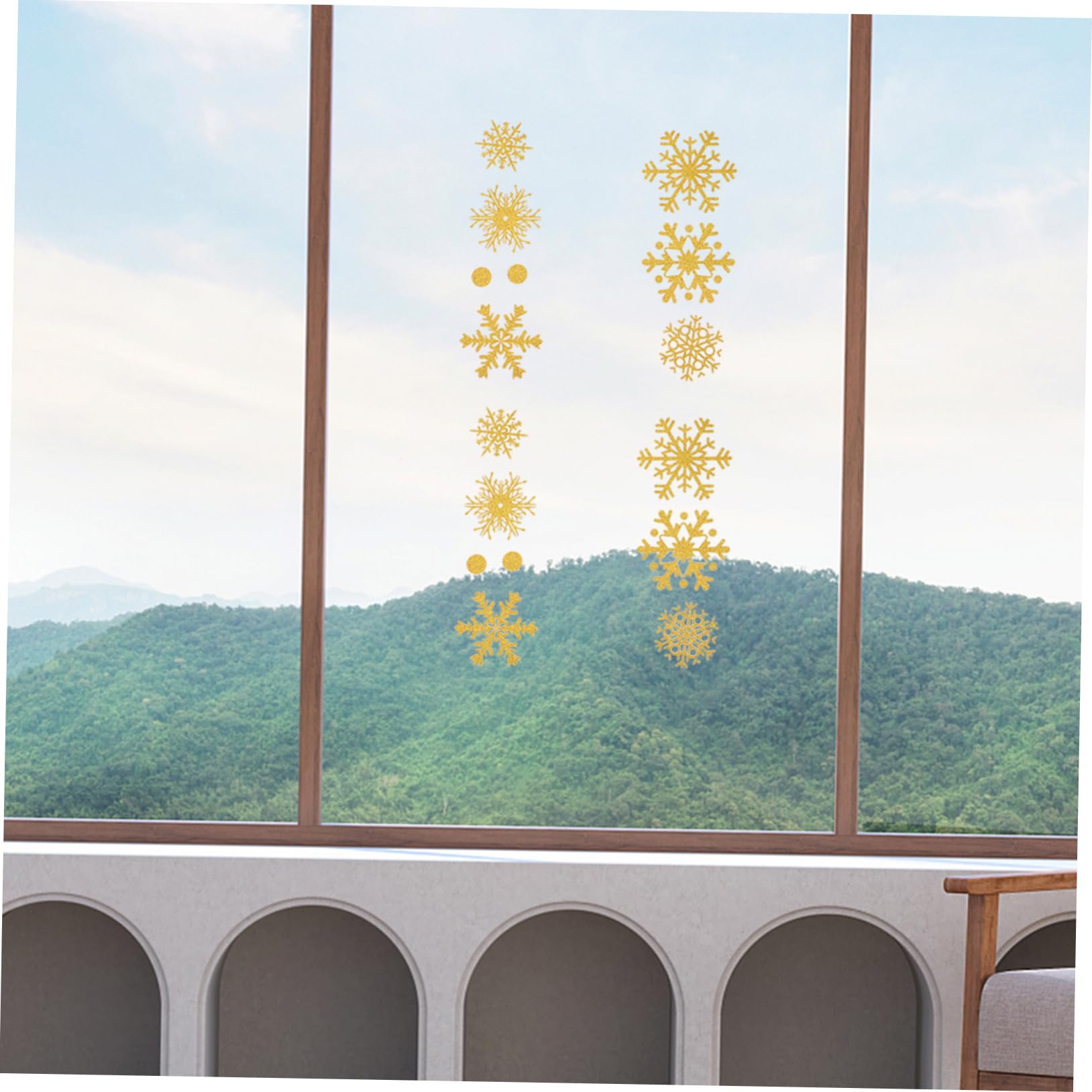 GLEAVI 27stücke Schneeflocken Fensteraufkleber Glitzer Statische Aufkleber Weihnachtsaufkleber für Fensterdekoration Weihnachtsschmuck ohne Kleberückstände