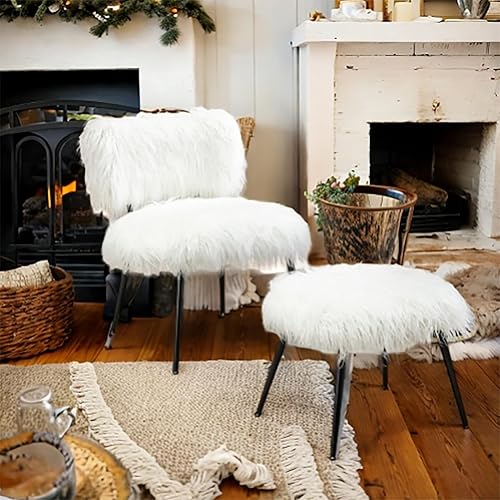 Miniatura 8 de Finca ancha Sillones para Sala - Silla decorativa con platillo otomano, silla tapizada de felpa con reposapiés, butacas para sala moderna, fácil de