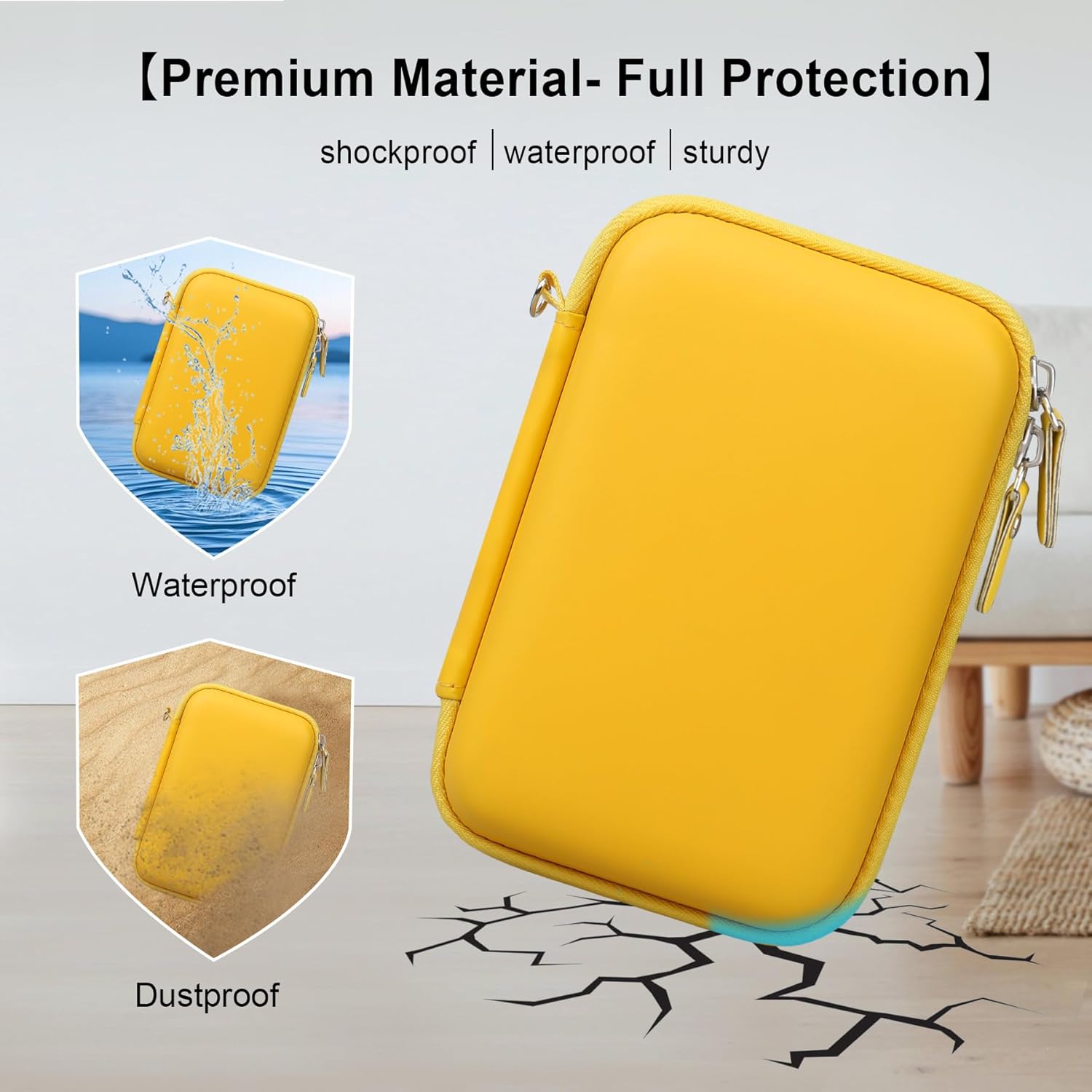 Elonbo Carrying Case for ORGSTA S001 Label Maker Machine, Portable Mini Bluetooth Thermal Label Printer Storage Holder, Wireless Small Handheld Sticker Maker Travel Bag, Pocket Fits Paper, Yellow - Image 5