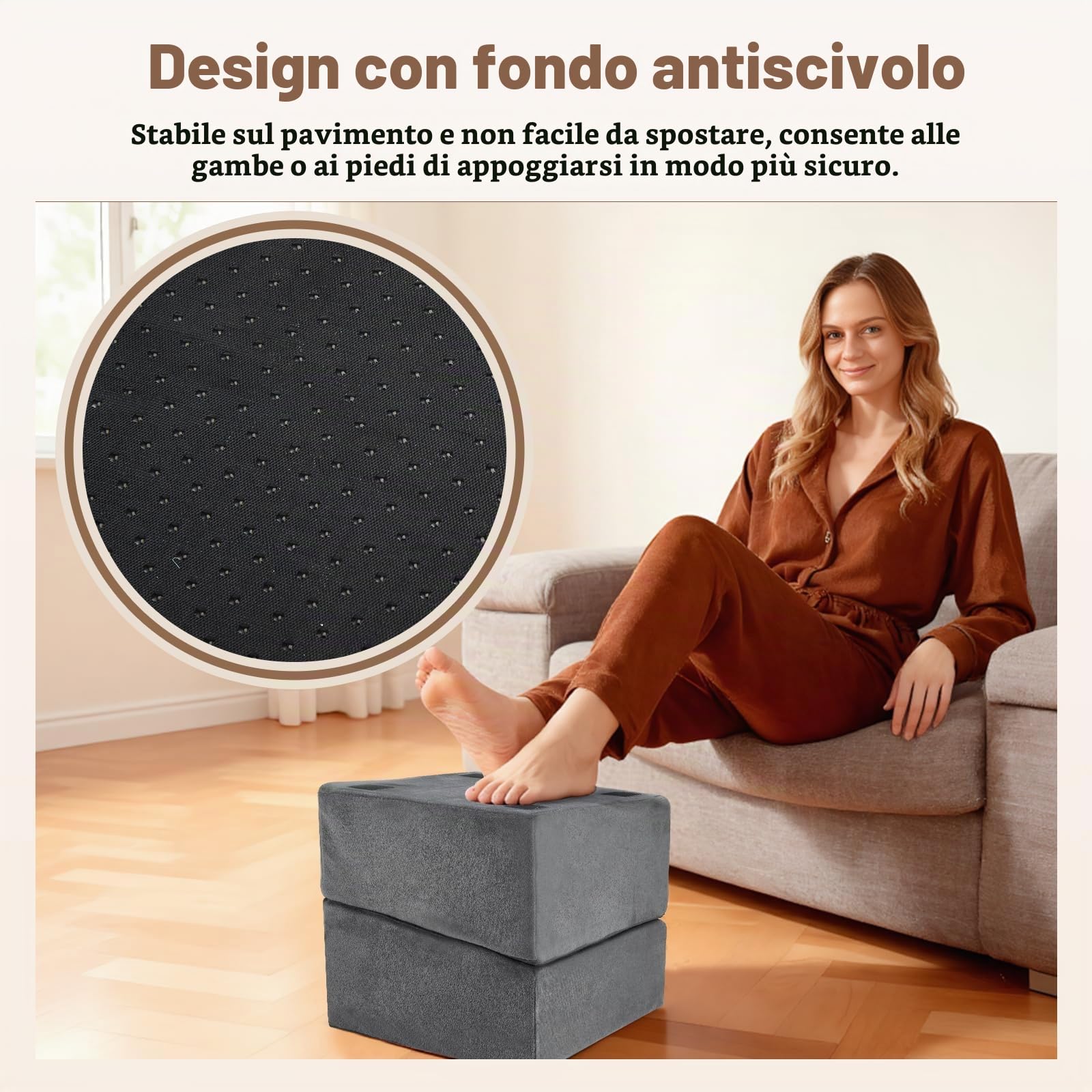 Poggiapiedi scrivania regolabile in 3 altezze, poggiapiedi antiscivolo con morbida tasca per schiena, gambe, fianchi discomfort in rilievo, schiuma 30D, poggiapiedi ergonomici per ufficio e casa