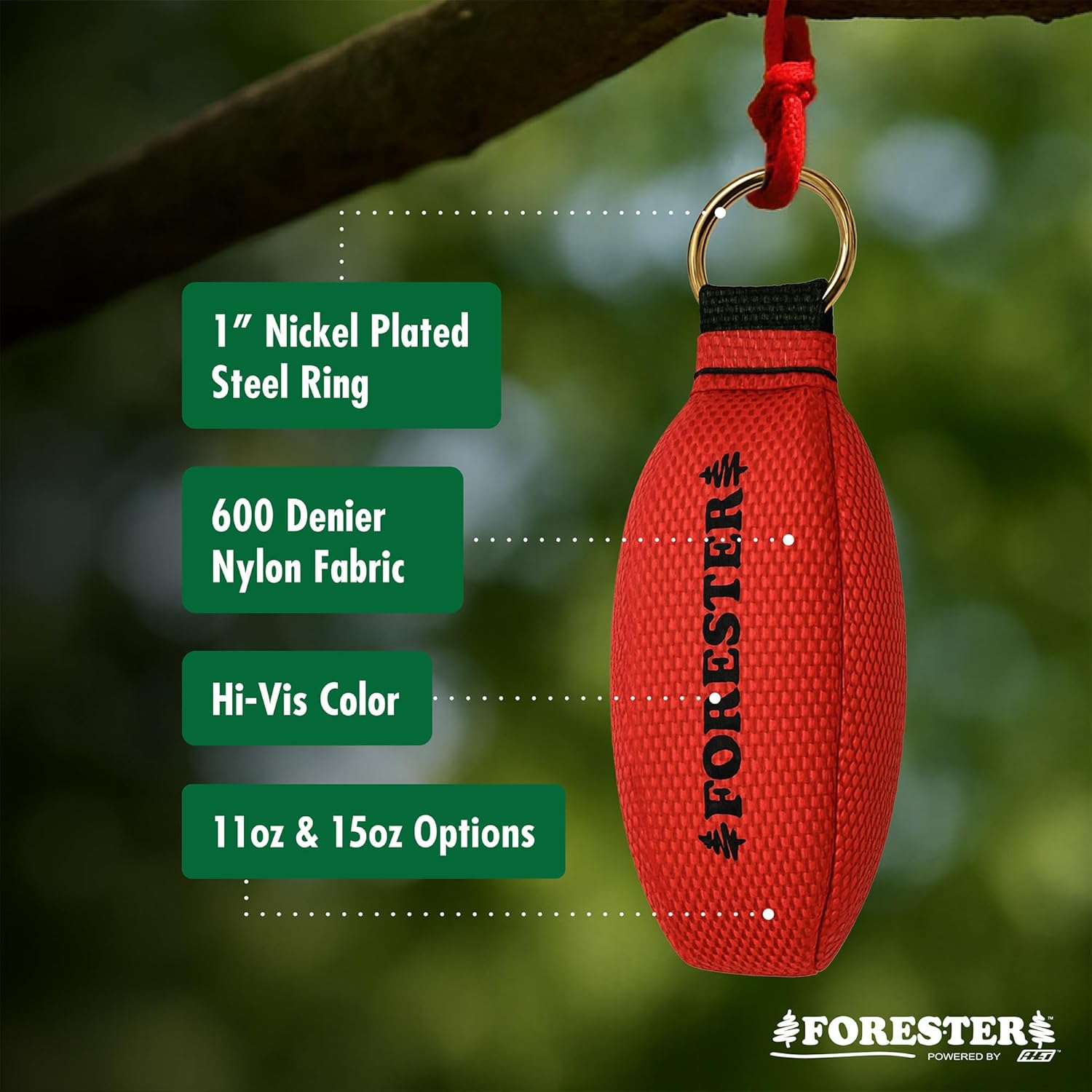 FORESTER Arborist Throw Line Kit | 15oz Throw Weight & 180ft Throw Rope | Pro Slick 100% Dyneema Throw Line Rope | Arborist Equipment for Tree Climbing