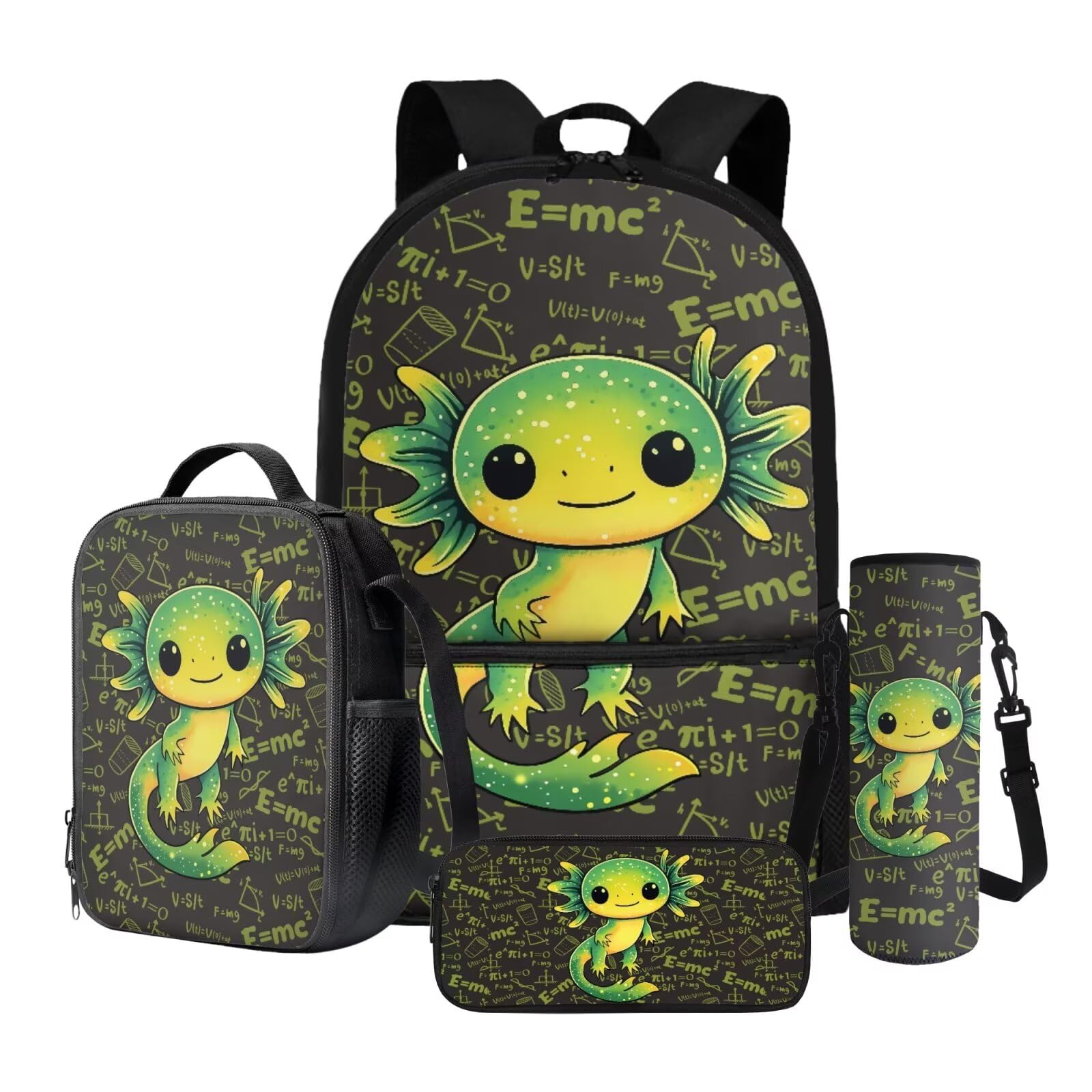 Juego de mochila escolar 4 en 1 para niños, mochila escolar para niños y niñas, con fiambrera, estuche para lápices, funda para botella de agua