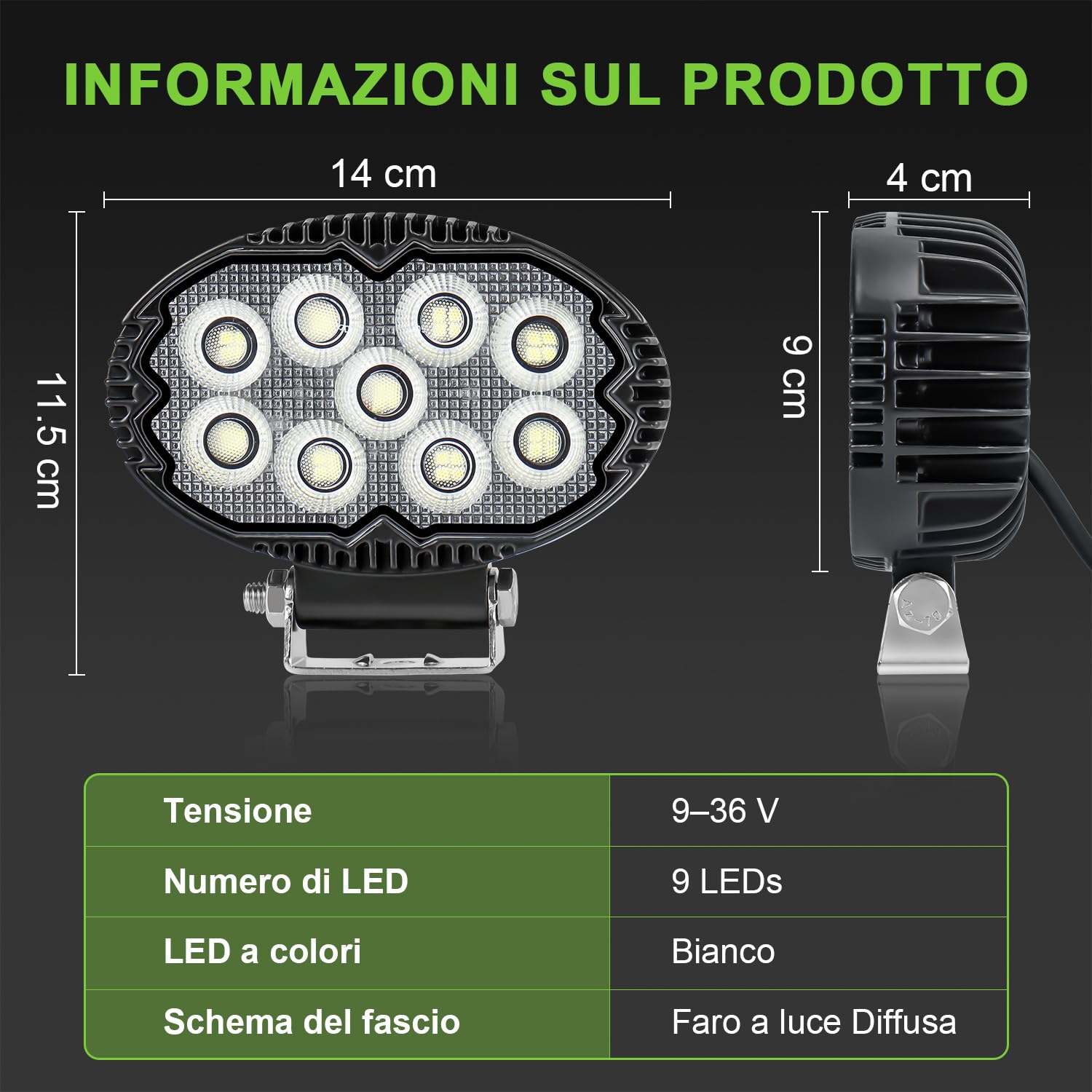 2PCS Faro di Inondazione da Lavoro Led, LED Fuoristrada a Fascio Largo Impermeabile IP68 Faretti LED per Camion Macchine Agricole Escavatori Rimorchi Furgoni