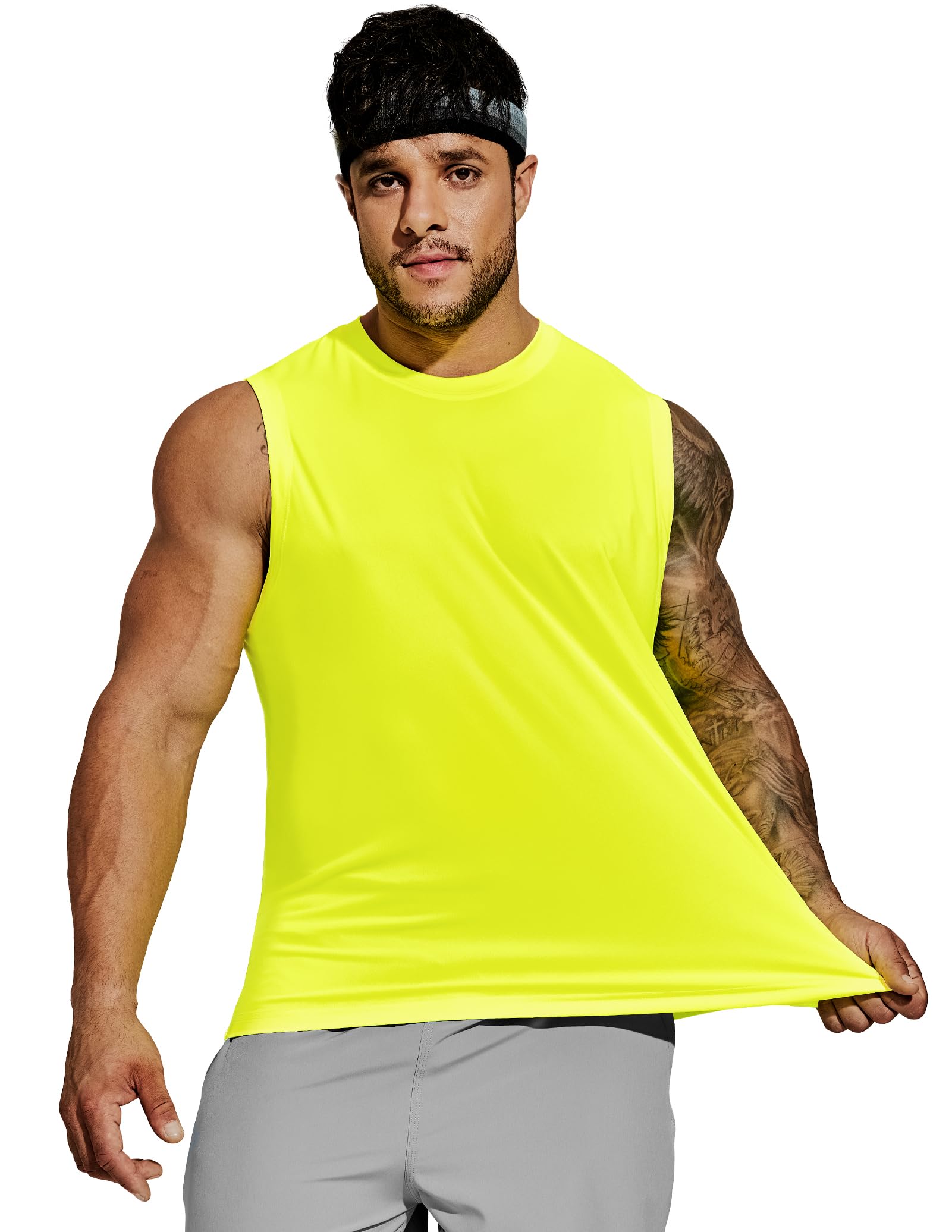 MIER Camiseta sin mangas para hombre, de secado rápido, sin mangas, UPF 50+, para atletismo, gimnasio, correr, natación, playa, entrenamiento