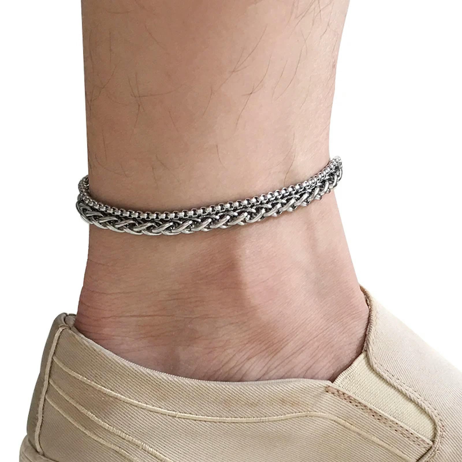 Tobilleras de acero inoxidable for mujer, joyería for pies de playa, cadena for piernas, pulseras de tobillo, accesorios for vacaciones for hombres o mujeres,Tobilleras