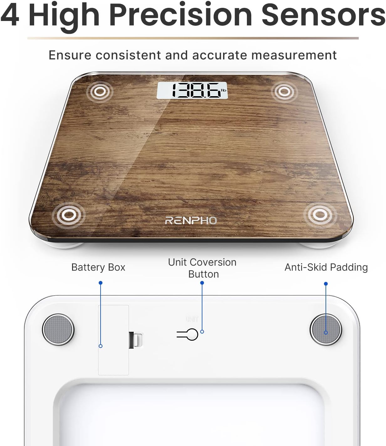 RENPHO Digital Bathroom Scales for Body Weight, Weighing Scale