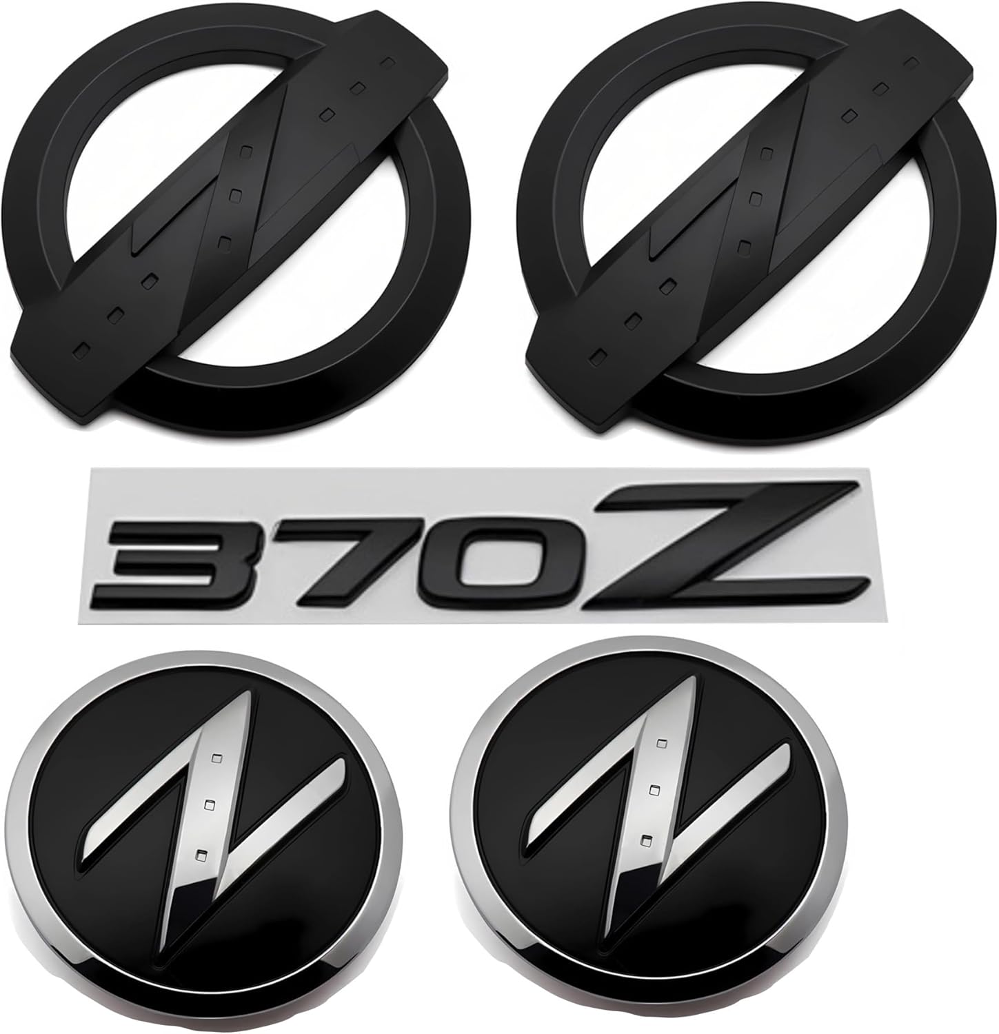 Replacement Black Metal Emblem Kit for Nissan 350Z Fairlady Z33 - Front Rear Trunk & Fender Badges Stickers, Full Car Body Conversion Decals (C-Kit)