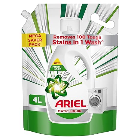 Ariel Liquid Detergent Front Load - 4L | Removes 7 day dried-in Stains in 1 wash inside Washing Machine | Now at Price of Powders | Amazing Fragrance | Protects Colours | Dissolves Faster