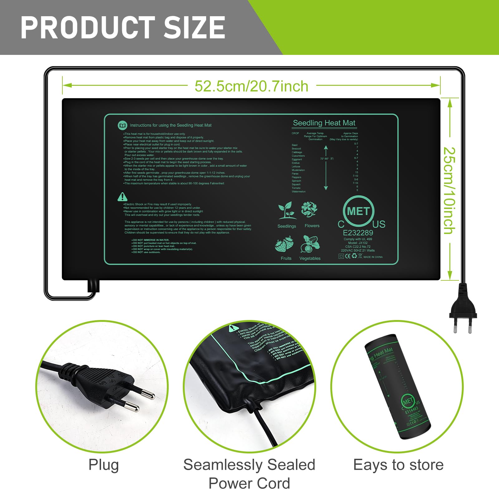 Vvikizy Tapis De Chauffage Pour Semis Avec Thermostat Numérique