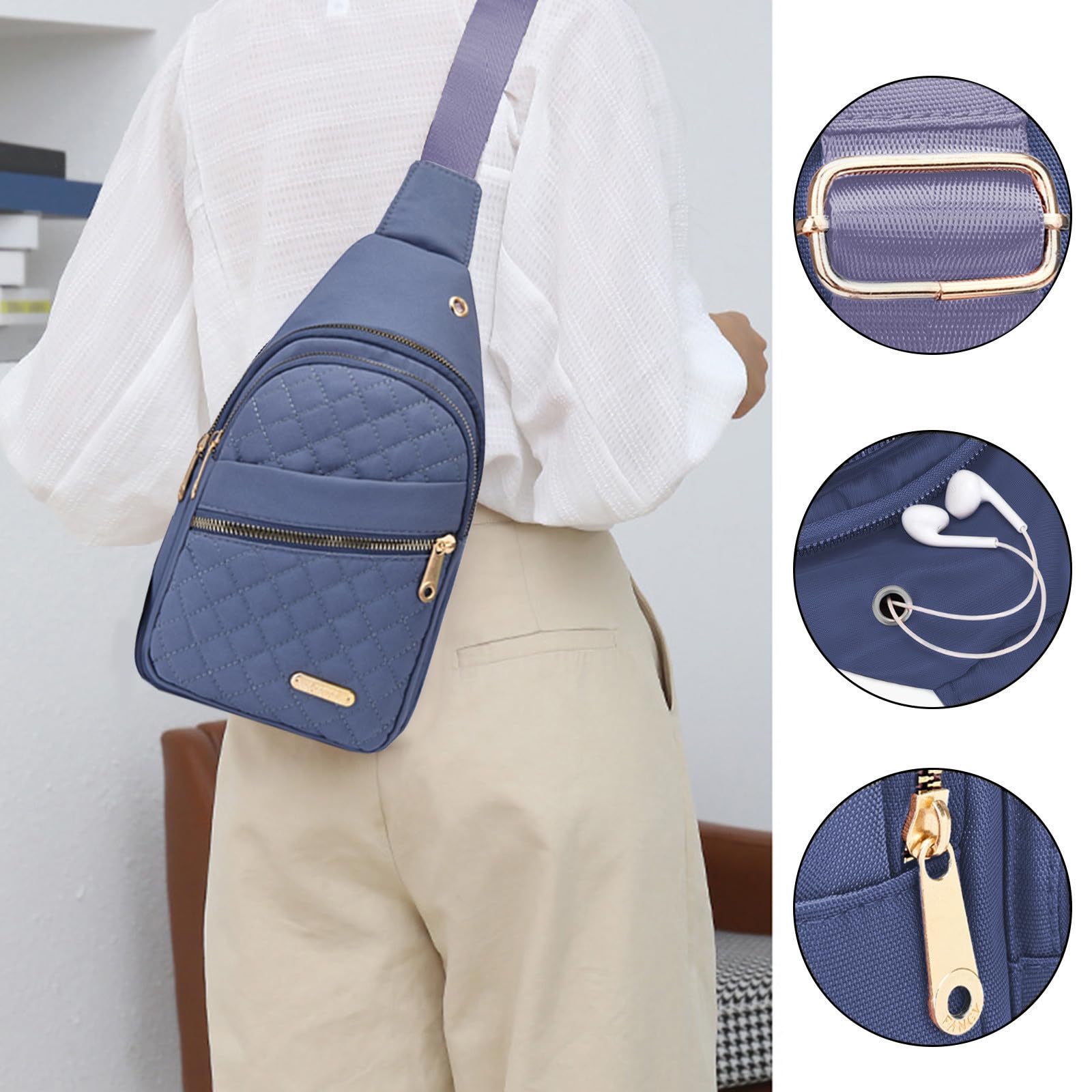 topliu Backpack Chest Bag Crossbody Bags Sling Backpack Tote Backpack Purse for Women Men (Blue)