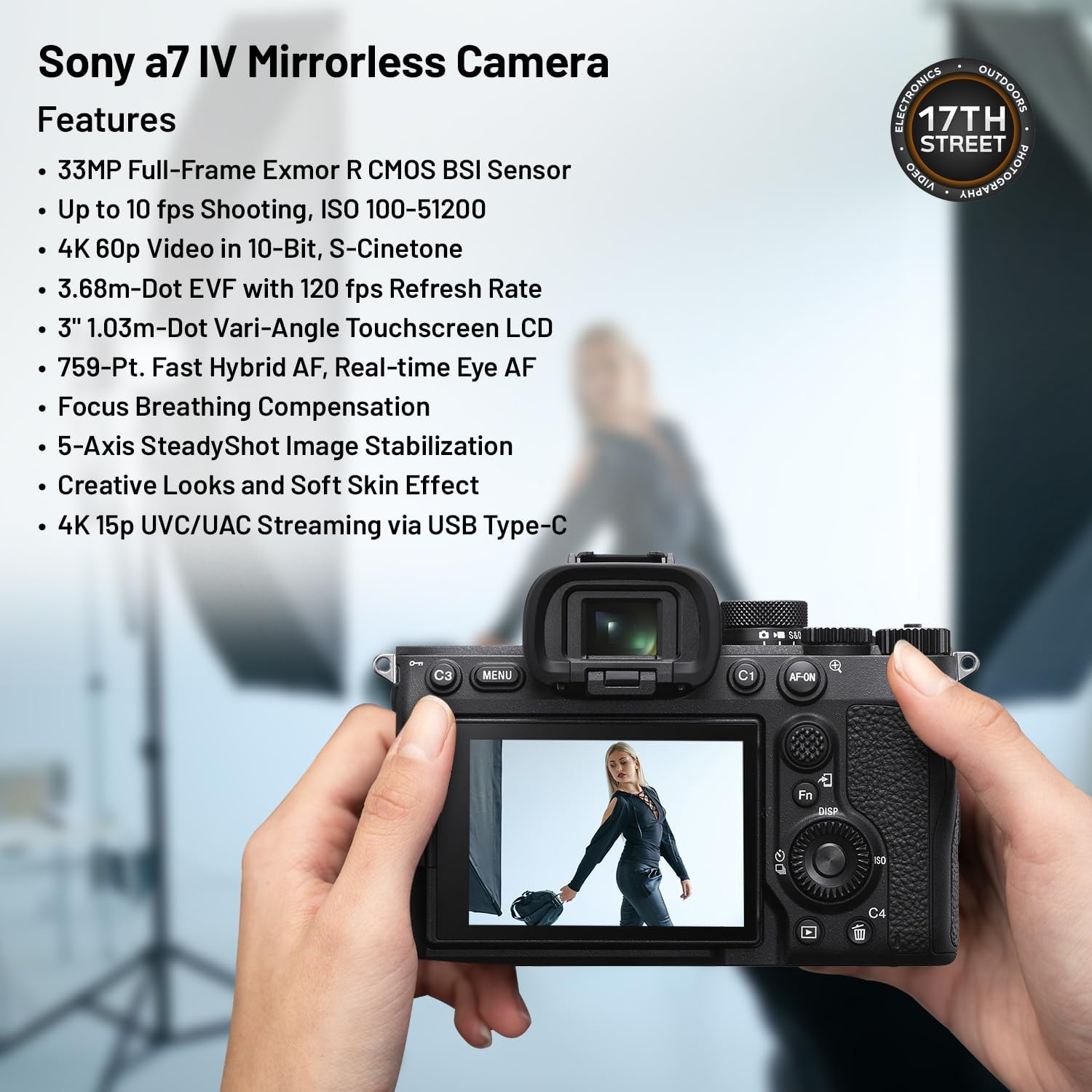Sony a7 IV Full-Frame Mirrorless Camera (Black) - Fast Hybrid Digital Camera with Batteries & Dual Charger Kit, Corel Software Kit, 128GB SDXC Memory Card & Large DSLR Bag - Essential Bundle