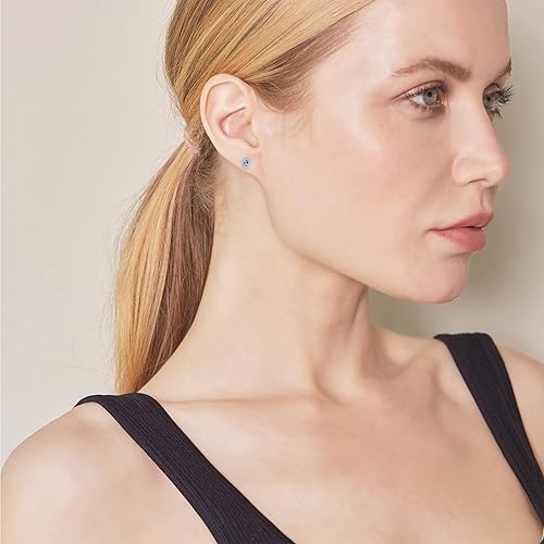 Miniatura 2 de La4ve Diamonds Trendy Oval Shape Opal, Tanzanite, Blue Topaz & Round-cut White Sapphire Push Back Stud Earrings in Sterling Silver Fashion Jewelry