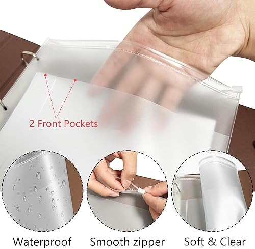 Miniatura 7 de Carpeta de cuadros de 3 anillos para cheques de escritorio con trozos finales, 3 en una página, se ajusta a 3 y 9 agujeros de piel sintética (11 14