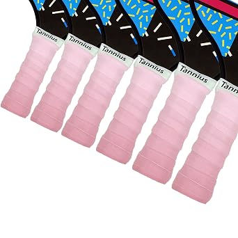 Pickleball Paddle Grip Tape Gradient Color, 6 Pack Pre-Cut Pickleball Grips, Absorbent and Enhanced Pickleball Paddle Overgrip Tape Pink