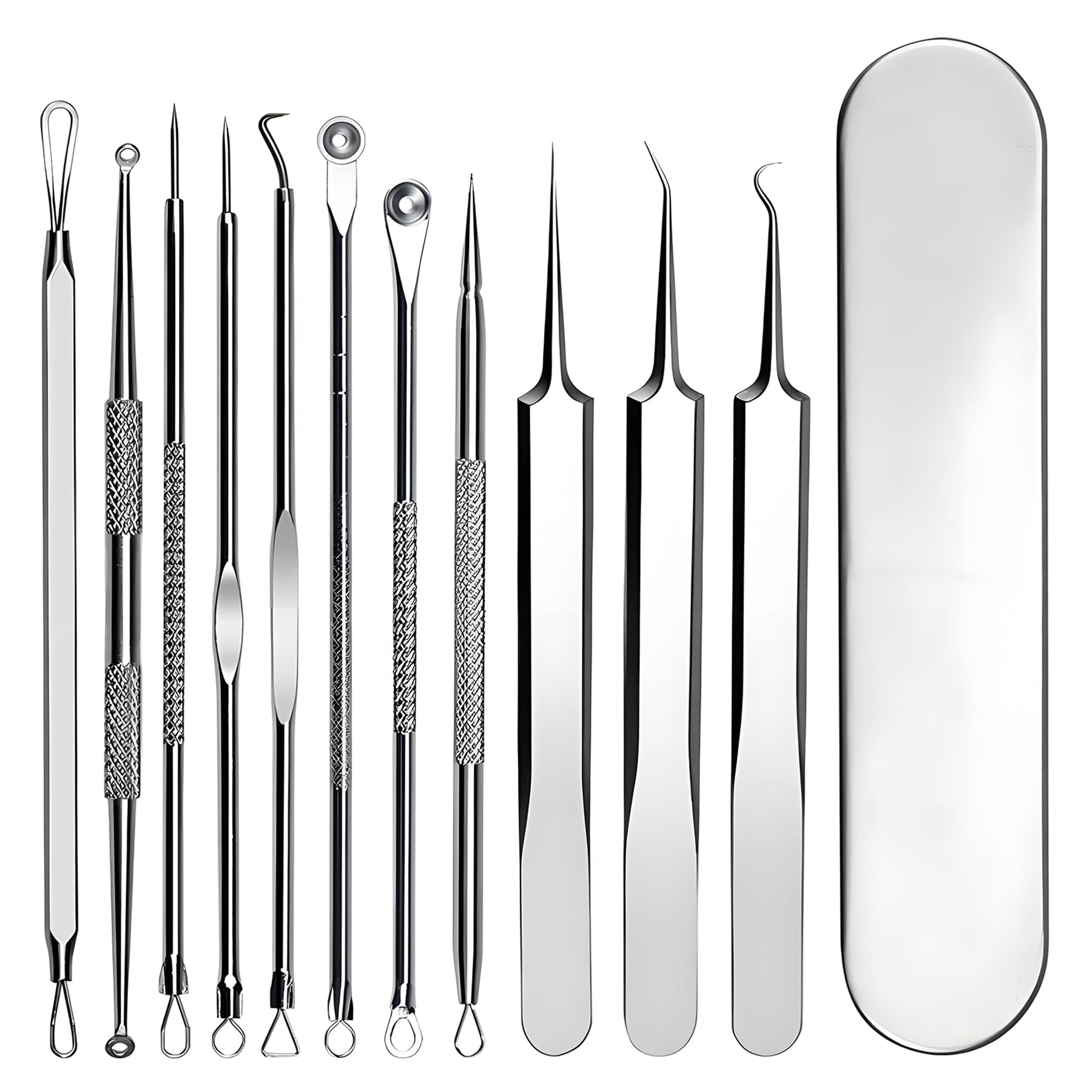 Rnitle 11 Stücke Mitesserentferner Komedonenquetscher Set,mit Metallgehäuse,Hochwertiger Edelstahl Akne Mitesser Entferner Extraktor Tools,Für Whitehead-Akne Auf Der Nase