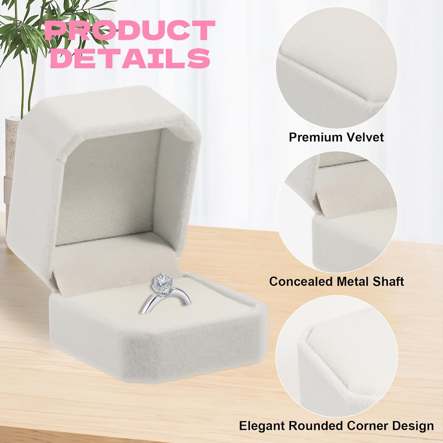 Rainmae 40 Pcs Velvet Ring Boxes Bulk for Jewelry Display, 2.17x1.97x1.57 inch Wedding Engagement Ring Box Jewelry Case Gift Boxes Earring Boxes for Wedding Birthday Anniversary Proposal (White)