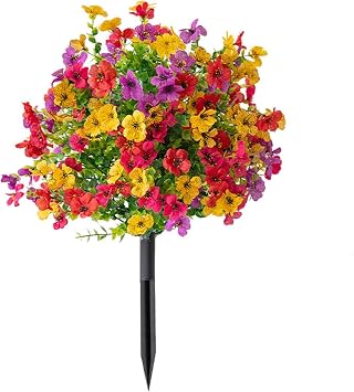 Artificial Flower Decorative Flowers with A False Stake Summer Backyard Farmhouse Indoor, Colorful Violet