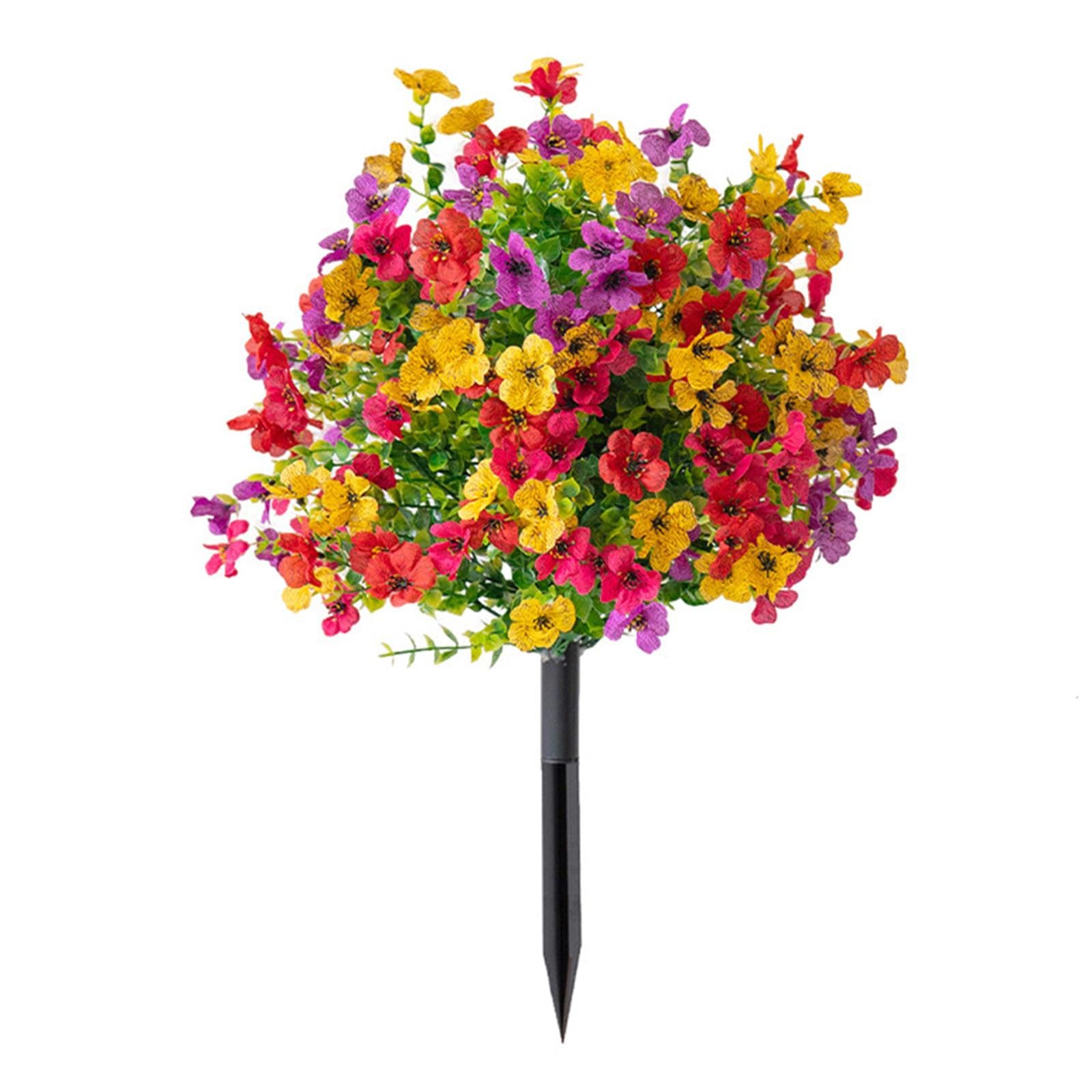 Qianly Kunstblumen Bund Künstliche Blumen Gartenstrauß Zierpflanze mit Stiel Dekoblume aus PP für Balkon Fensterbank Wohnzimmer für Hochzeitsdekoration, Buntes Violett
