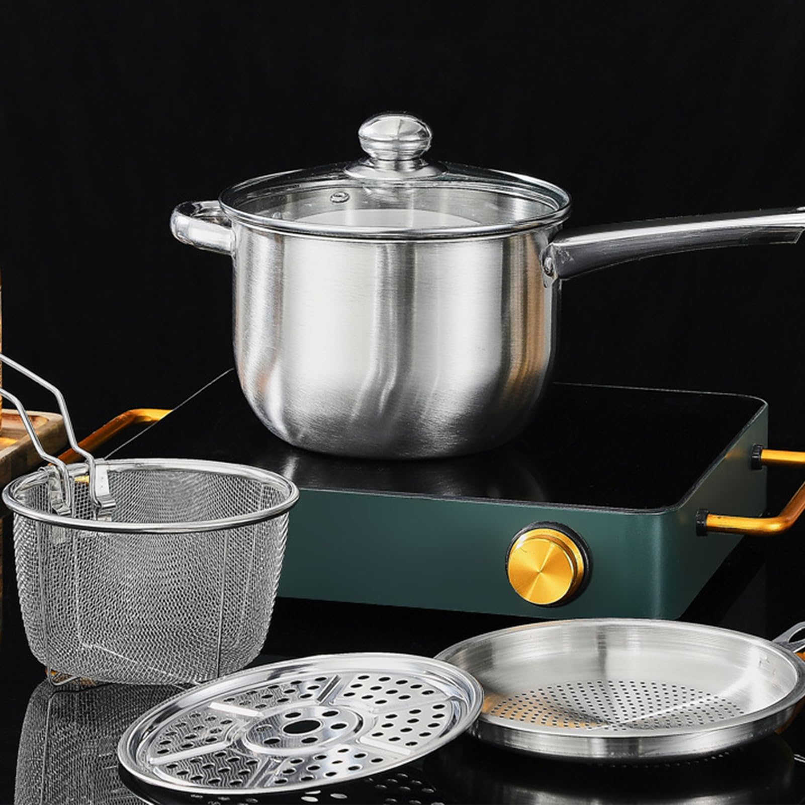 Genérico Cuisinière à gaz et électrique, pommes de terre, poulet, soupes, préparation de repas avec panier