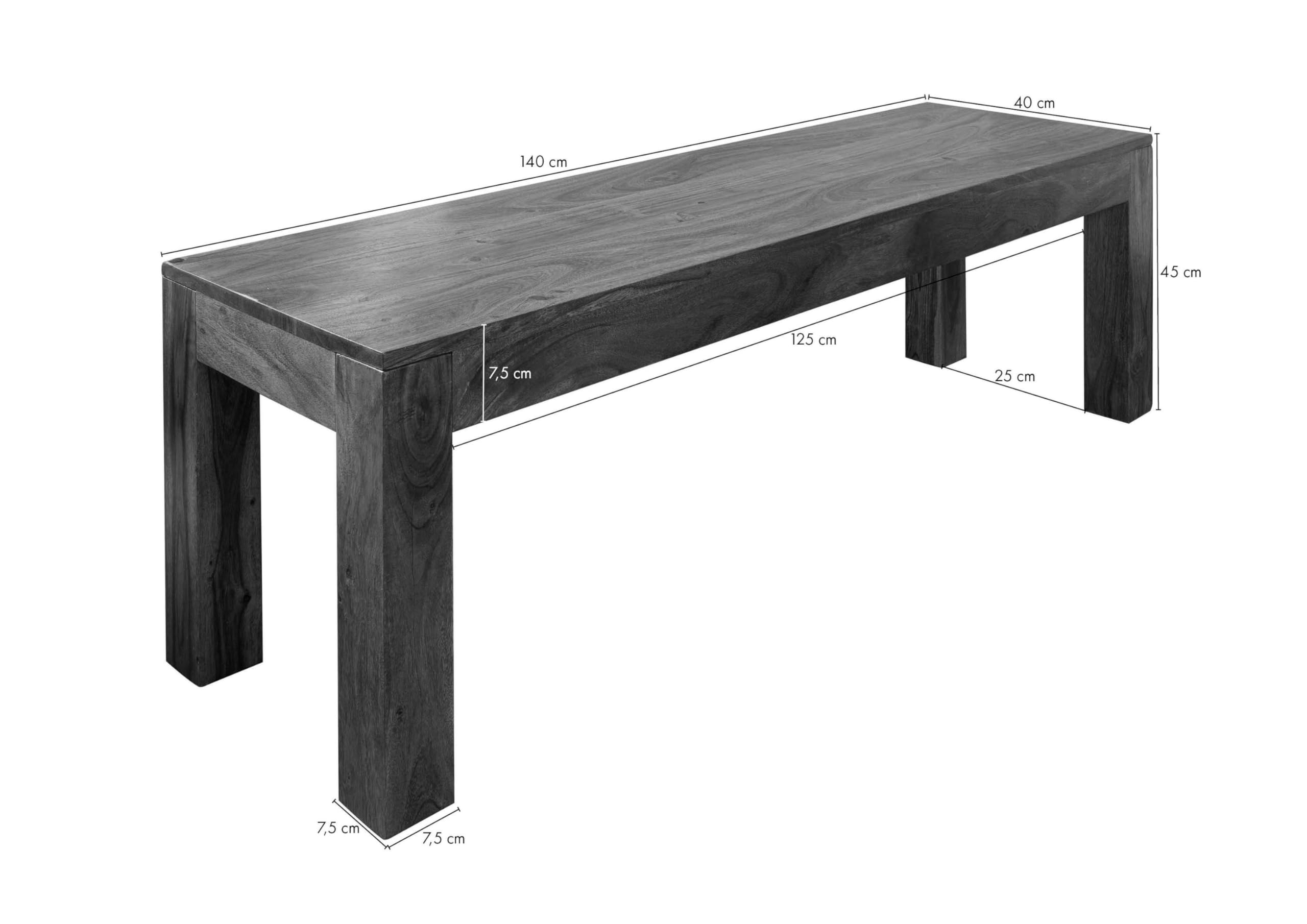 MASSIVMOEBEL24.DE Banc Acacia laqué Miel Oxford 140x40